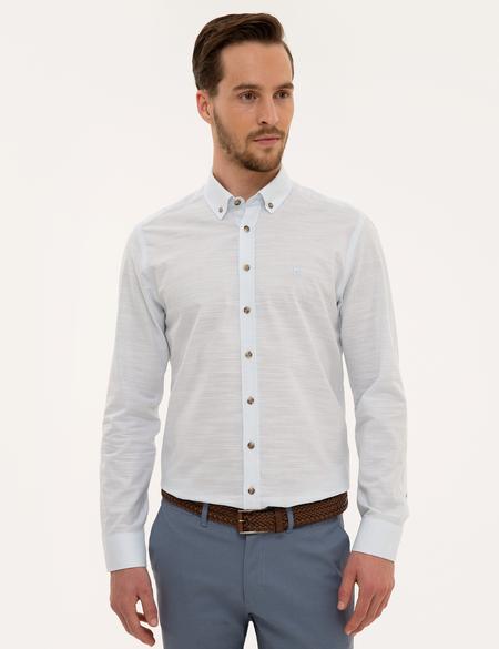Açık Mavi Slim Fit Uzun Kollu Gömlek