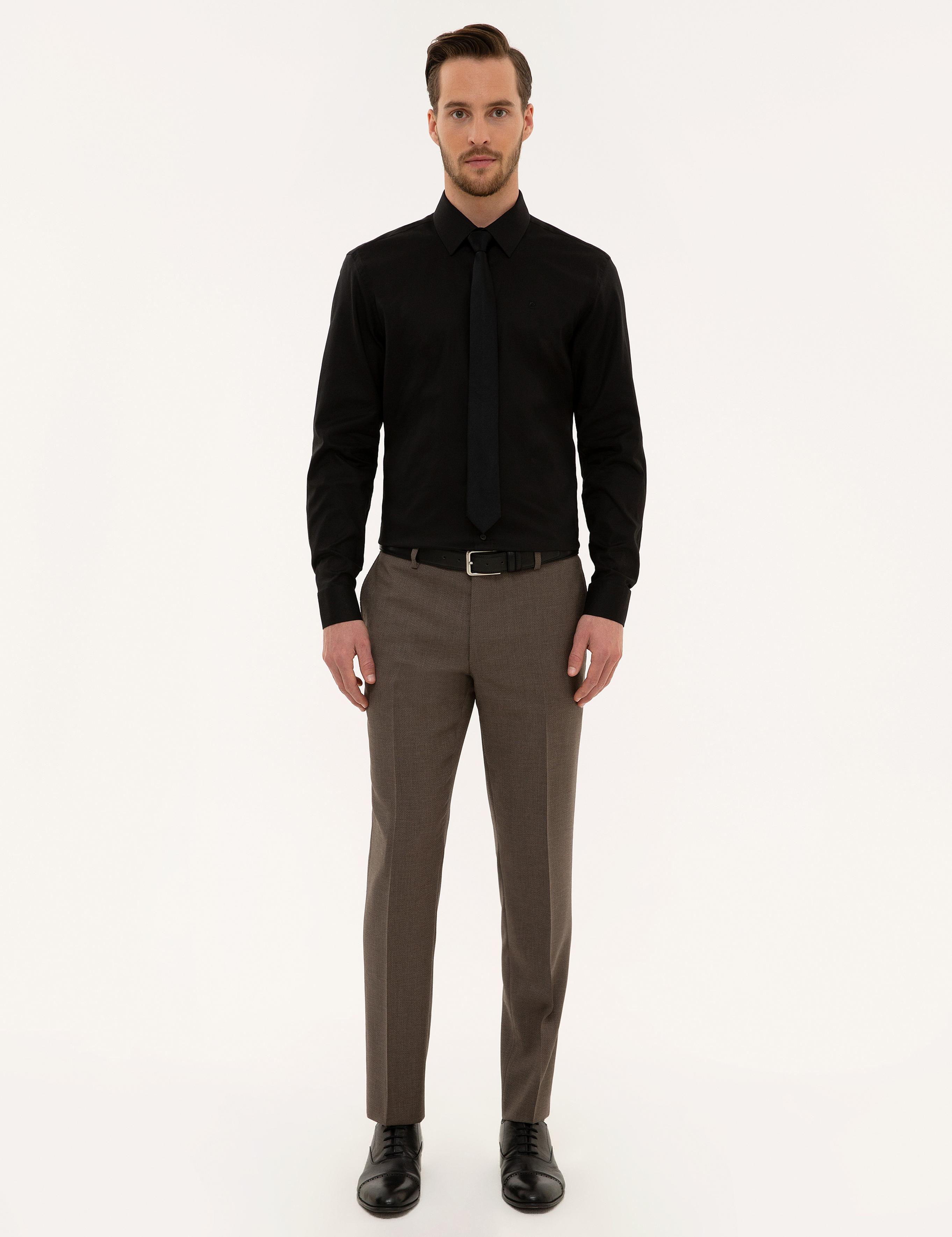 Siyah Slim Fit Uzun Kollu Gömlek
