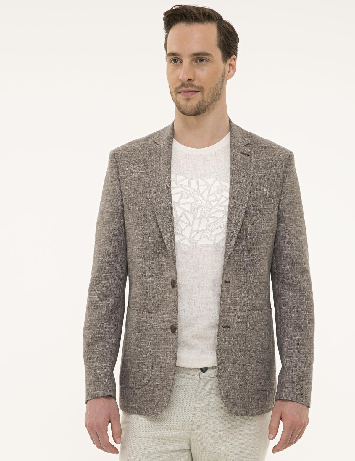 Açık Kahverengi Slim Fit Ceket
