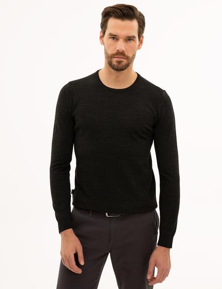 Antrasit Melanj Slim Fit Basic Kazak