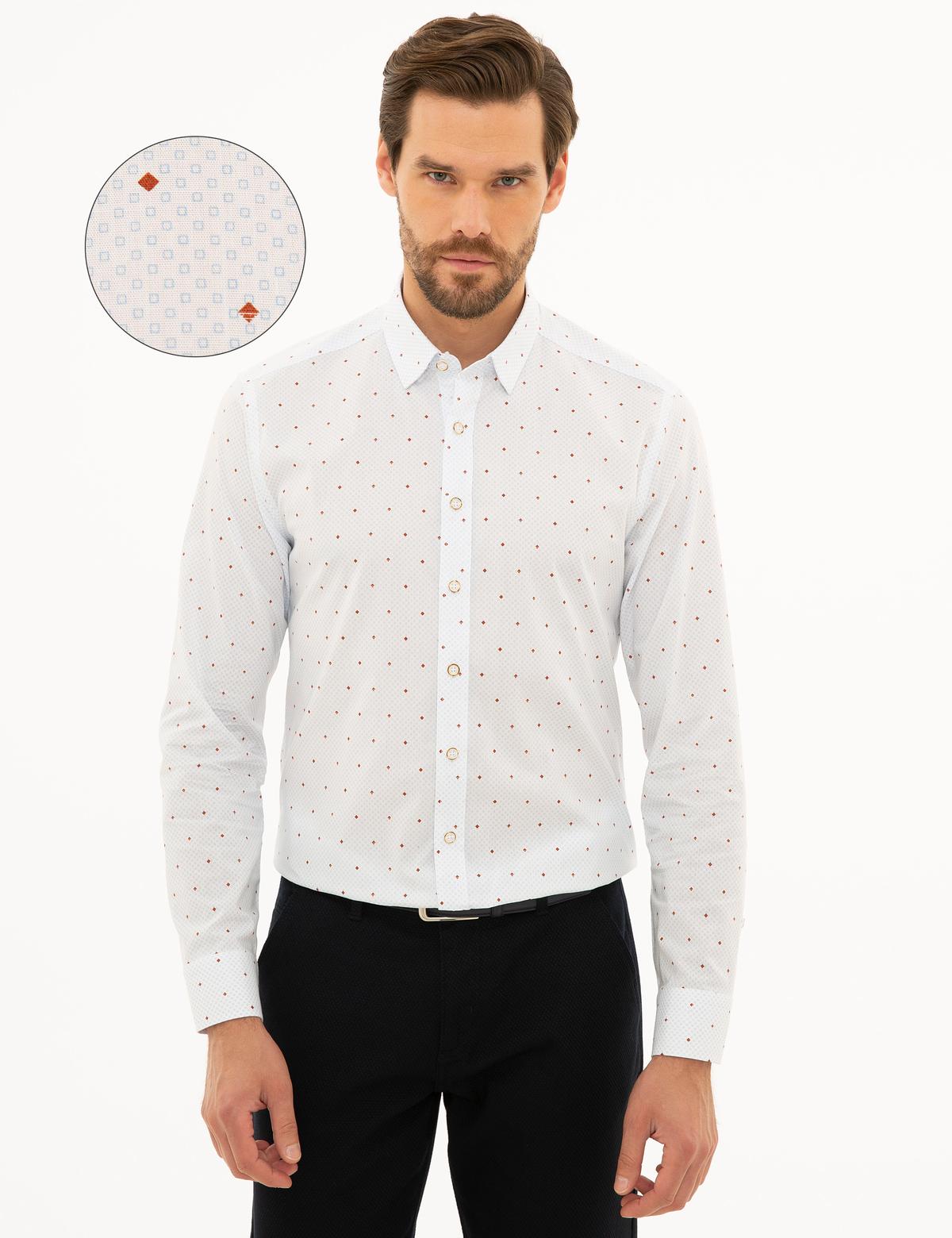 Beyaz Slim Fit Uzun Kollu Gömlek