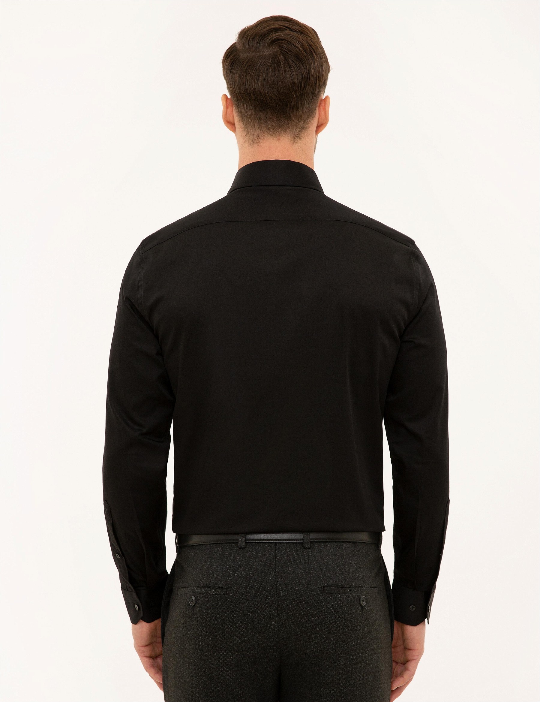 Siyah Slim Fit Uzun Kollu Gömlek