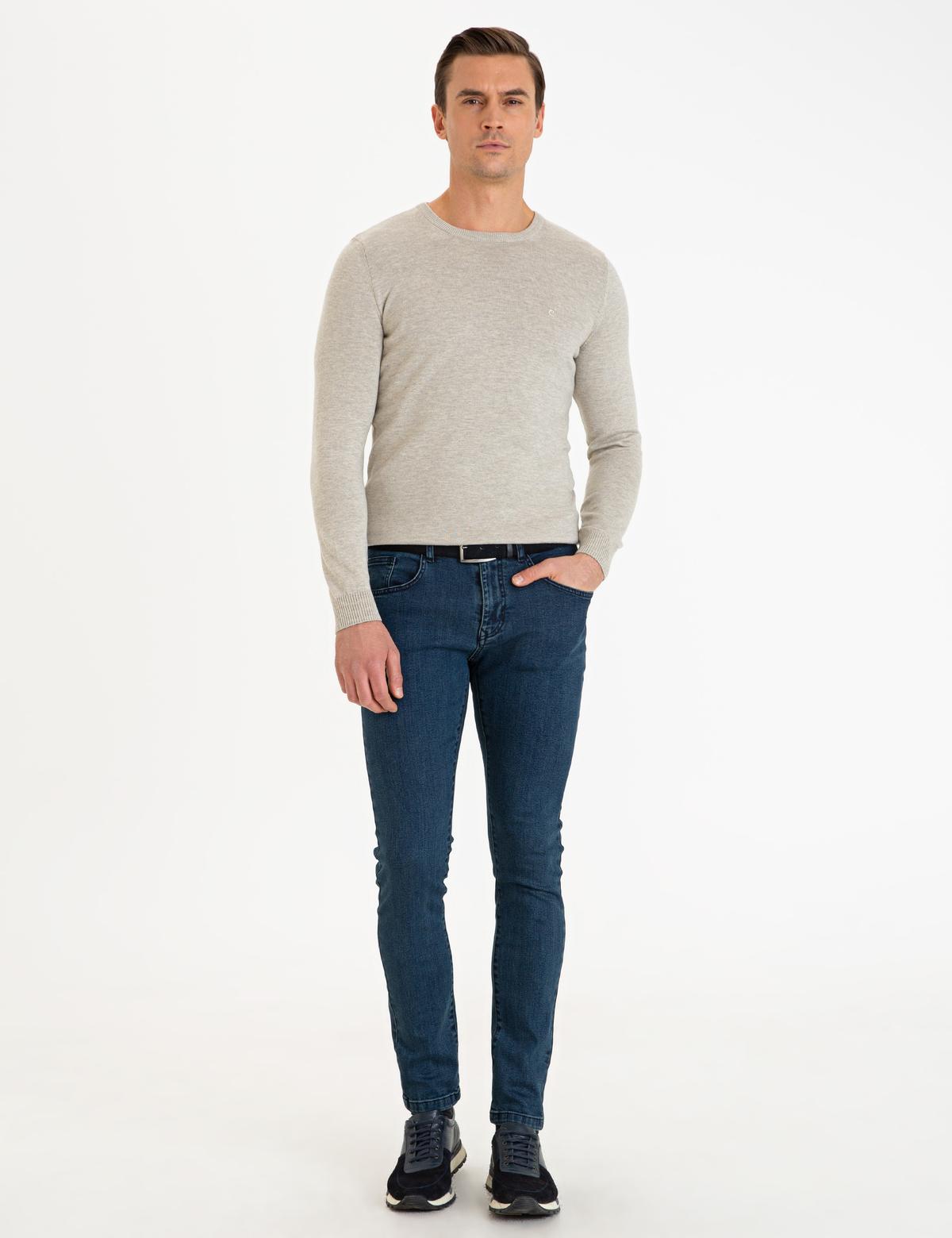 Koyu Lacivert Slim Fit Denim Pantolon