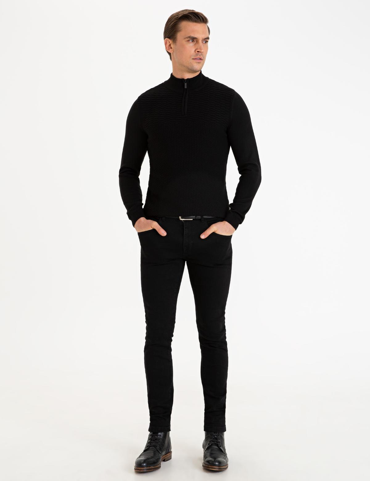 Siyah Slim Fit Denim Pantolon