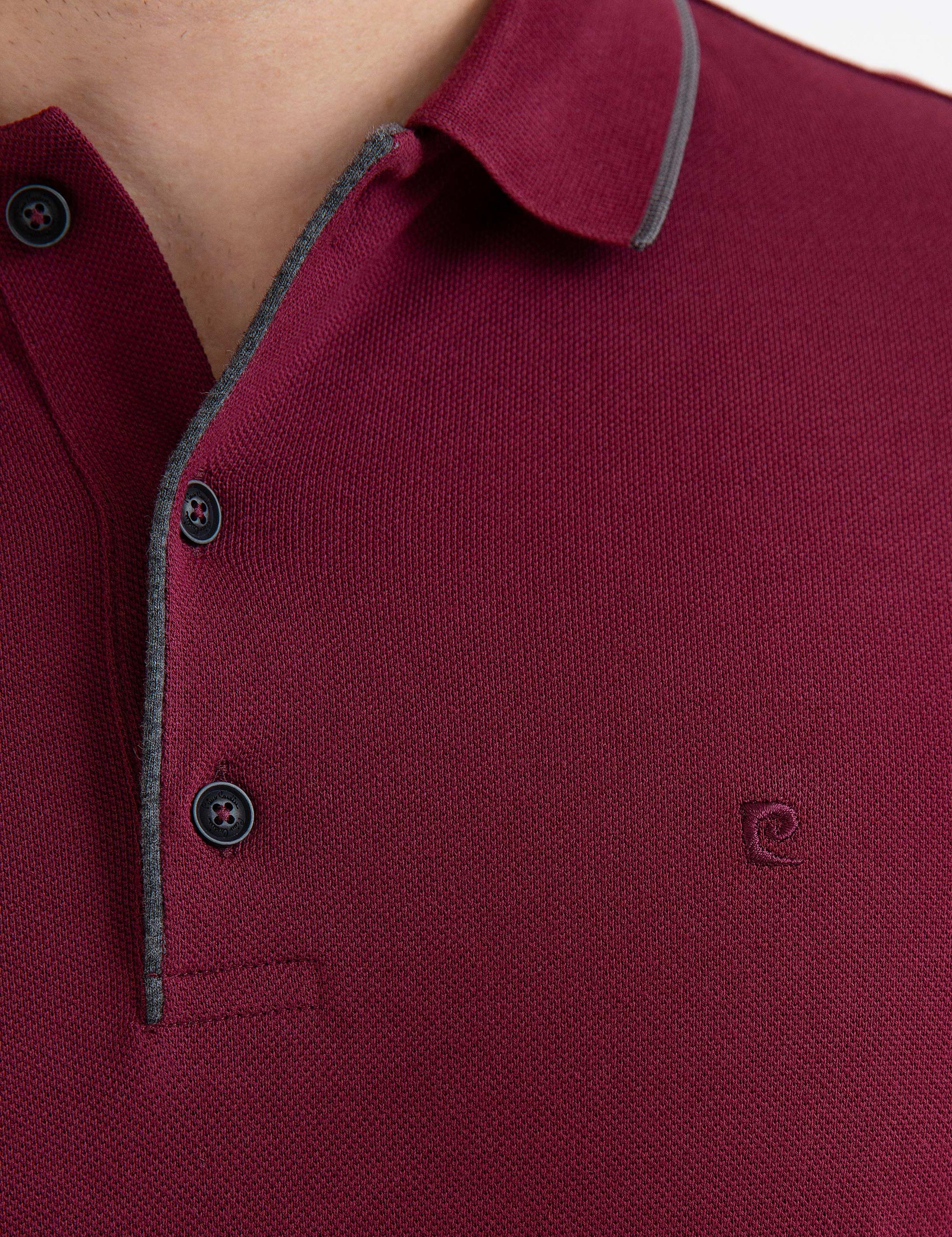 Bordo Slim Fit Polo Yaka Sweatshirt