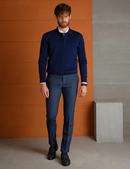 Lacivert Slim Fit Klasik Pantolon
