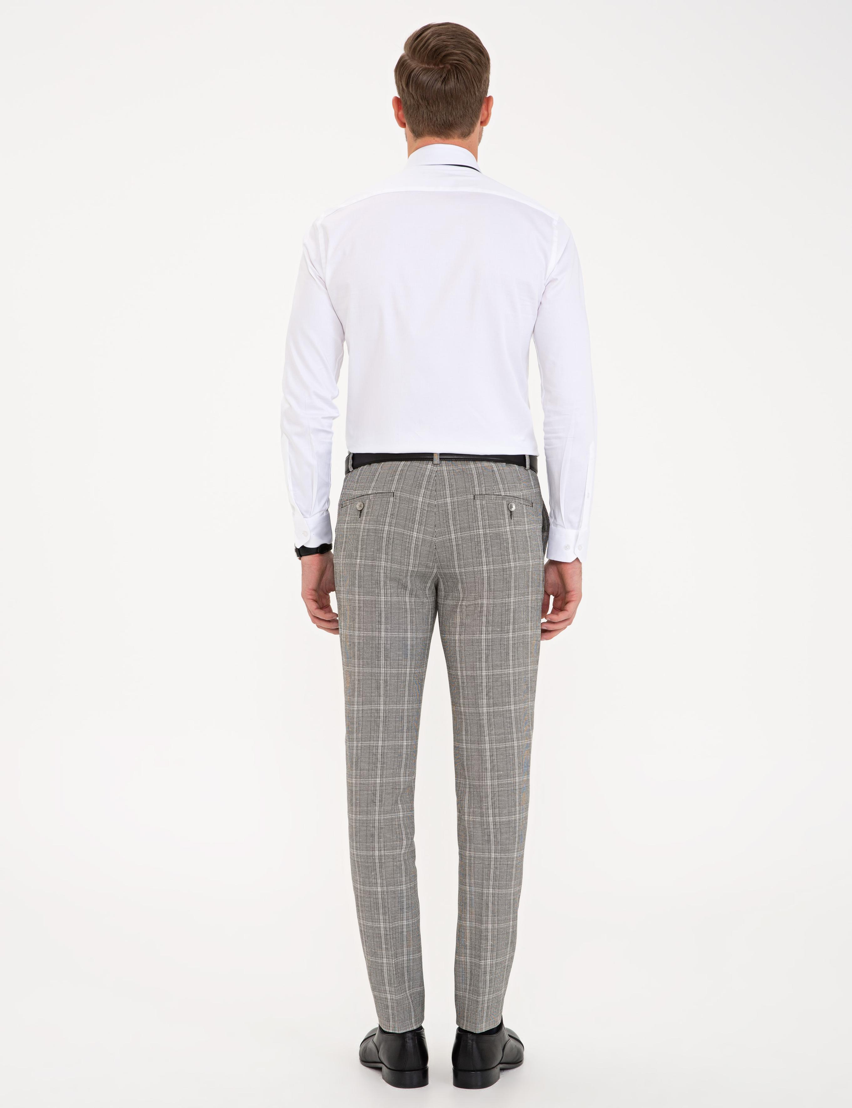 Siyah Ekose Ekstra Slim Fit Pantolon