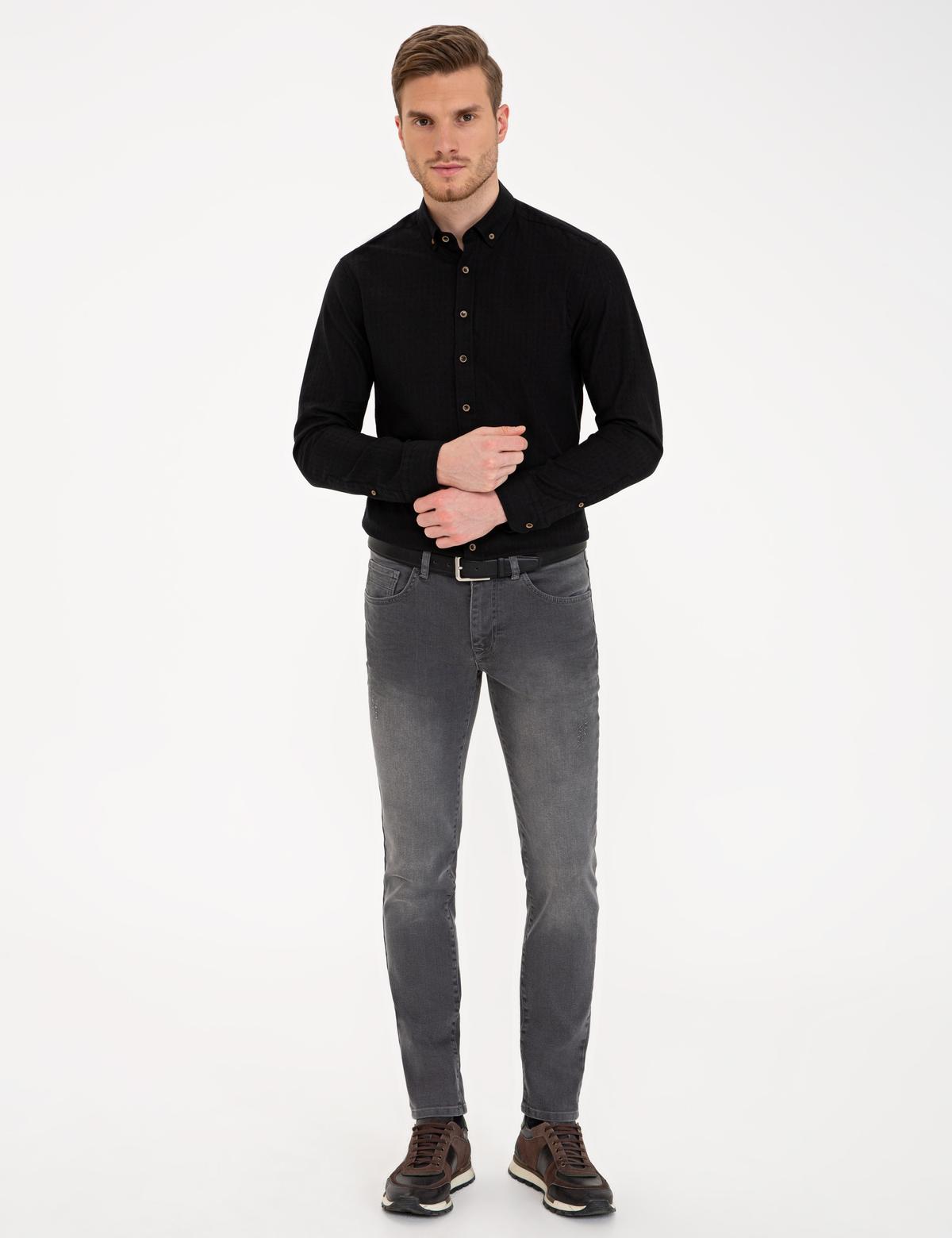 Antrasit Slim Fit Jean Pantolon