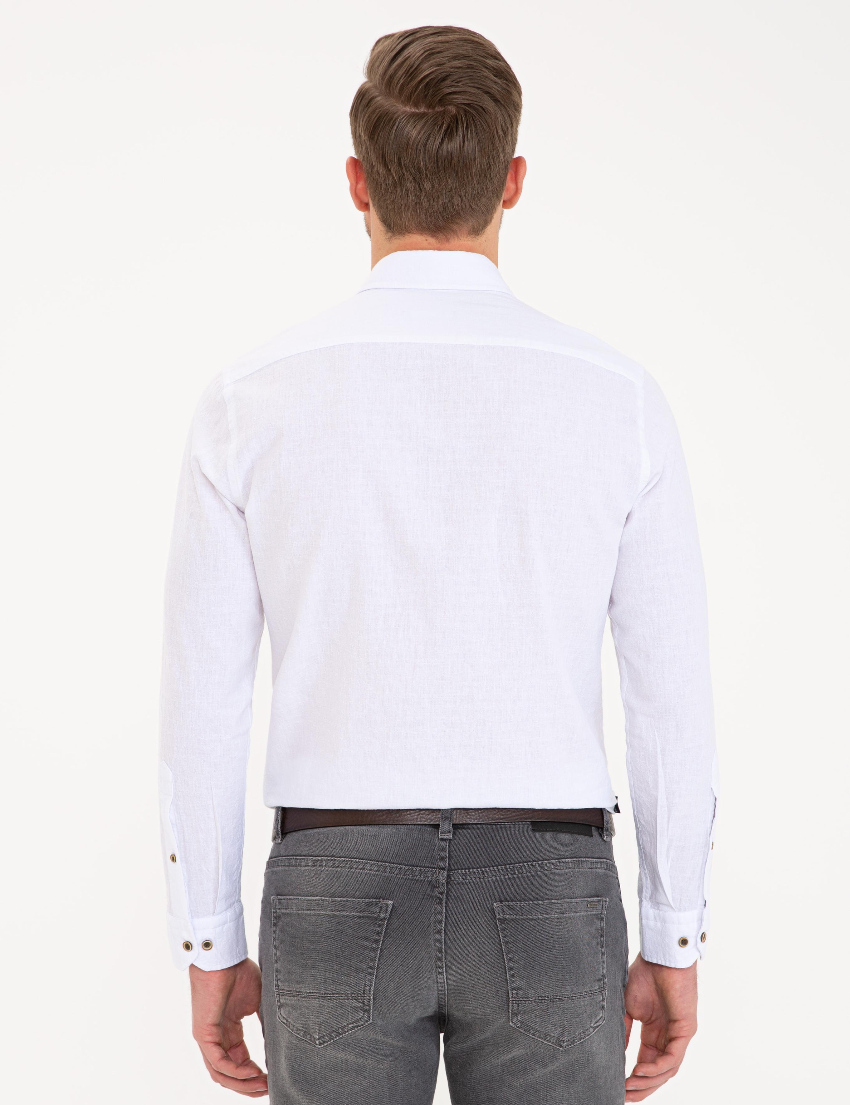Beyaz Slim Fit Uzun Kollu Gömlek