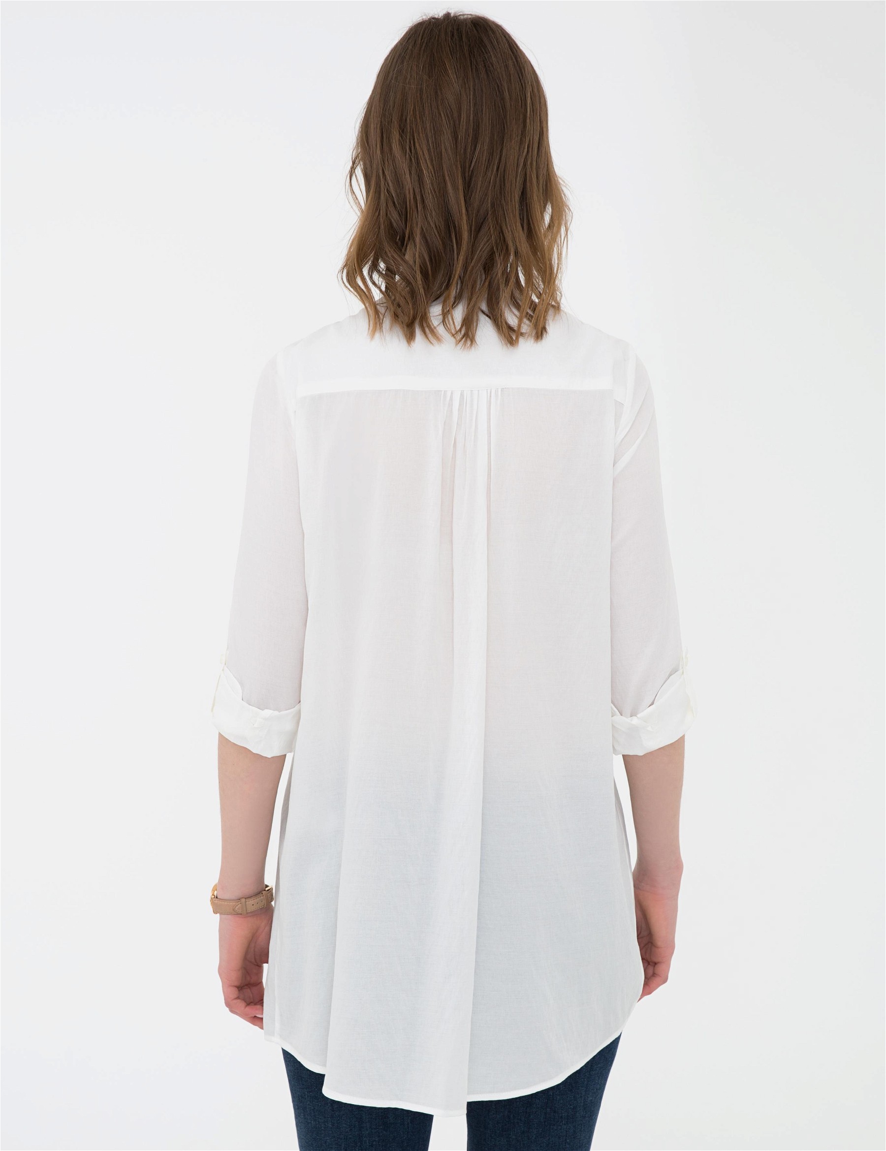 Beyaz Comfort Fit Uzun Kollu Gömlek