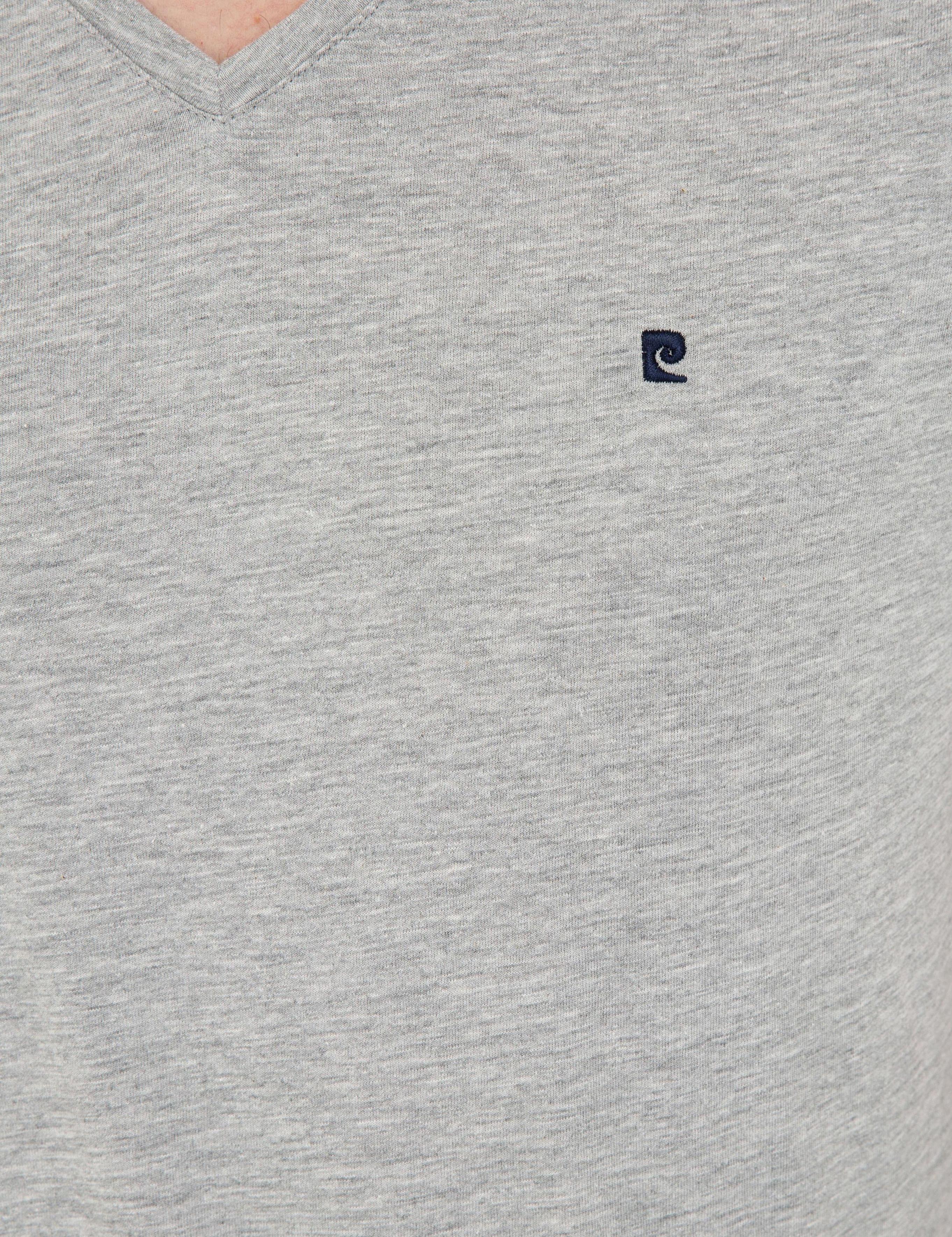 Gri Melanj Slim Fit Basic V Yaka Tişört