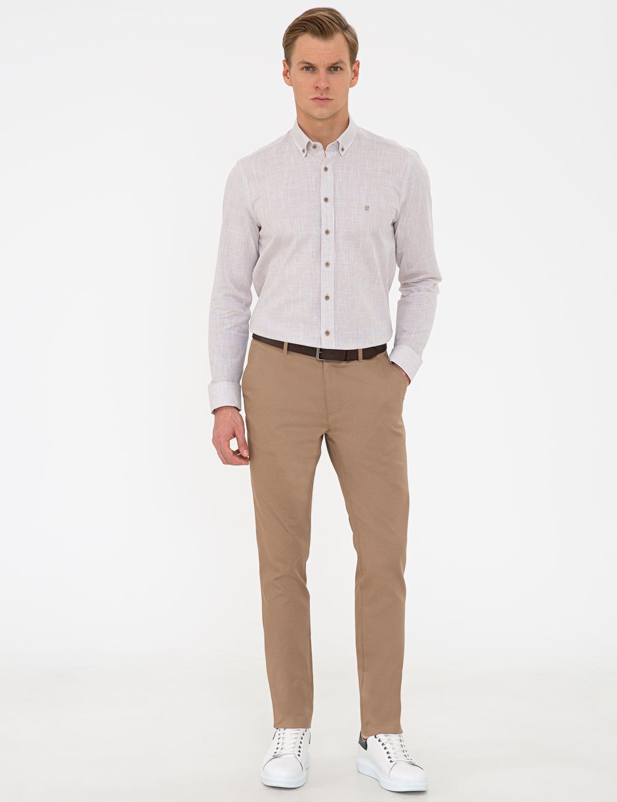 Vizon Slim Fit Keten Karışımlı Chino Pantolon