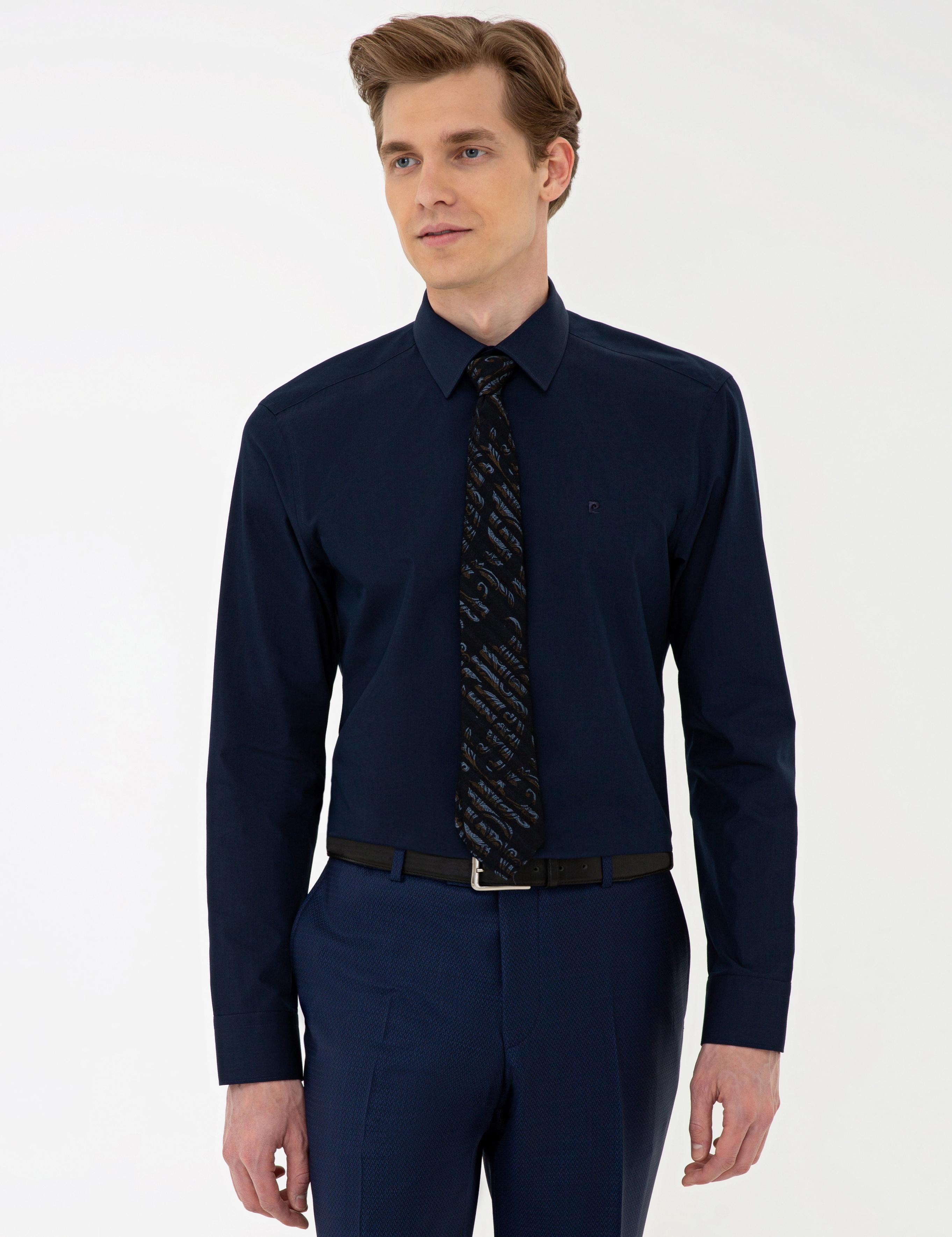 Lacivert Regular Fit Basic Gömlek
