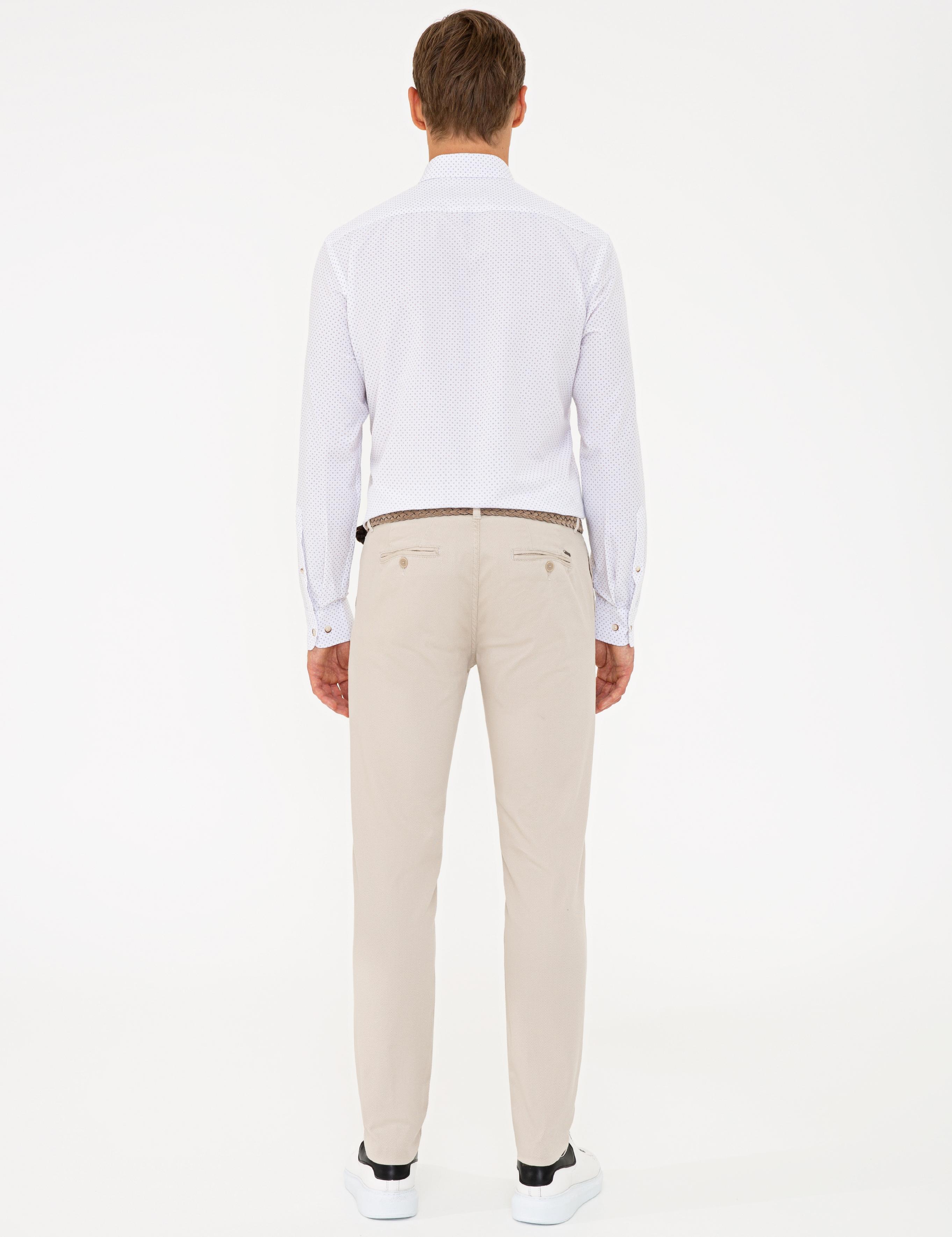 Bej Slim Fit Kanvas Pantolon