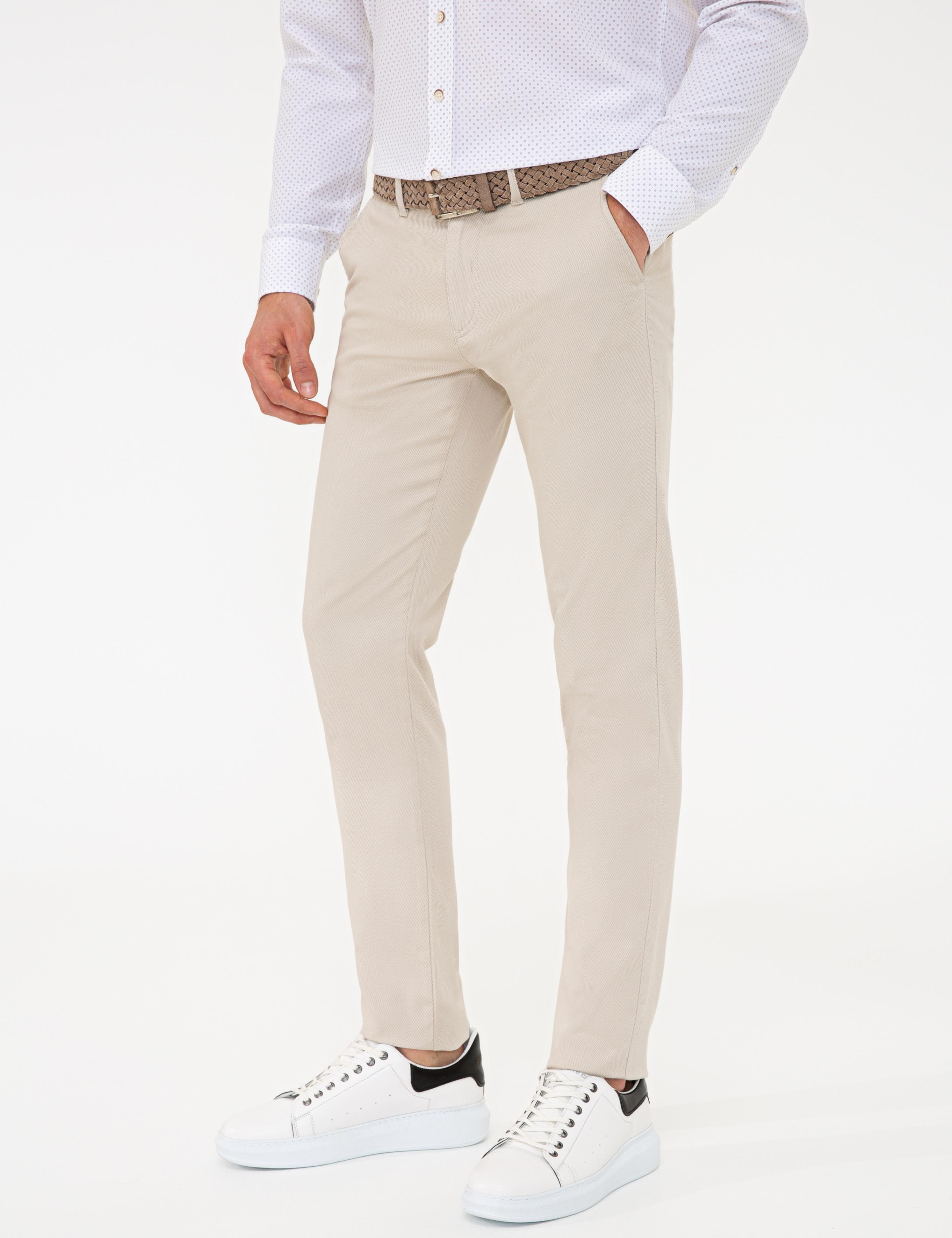 Bej Slim Fit Kanvas Pantolon