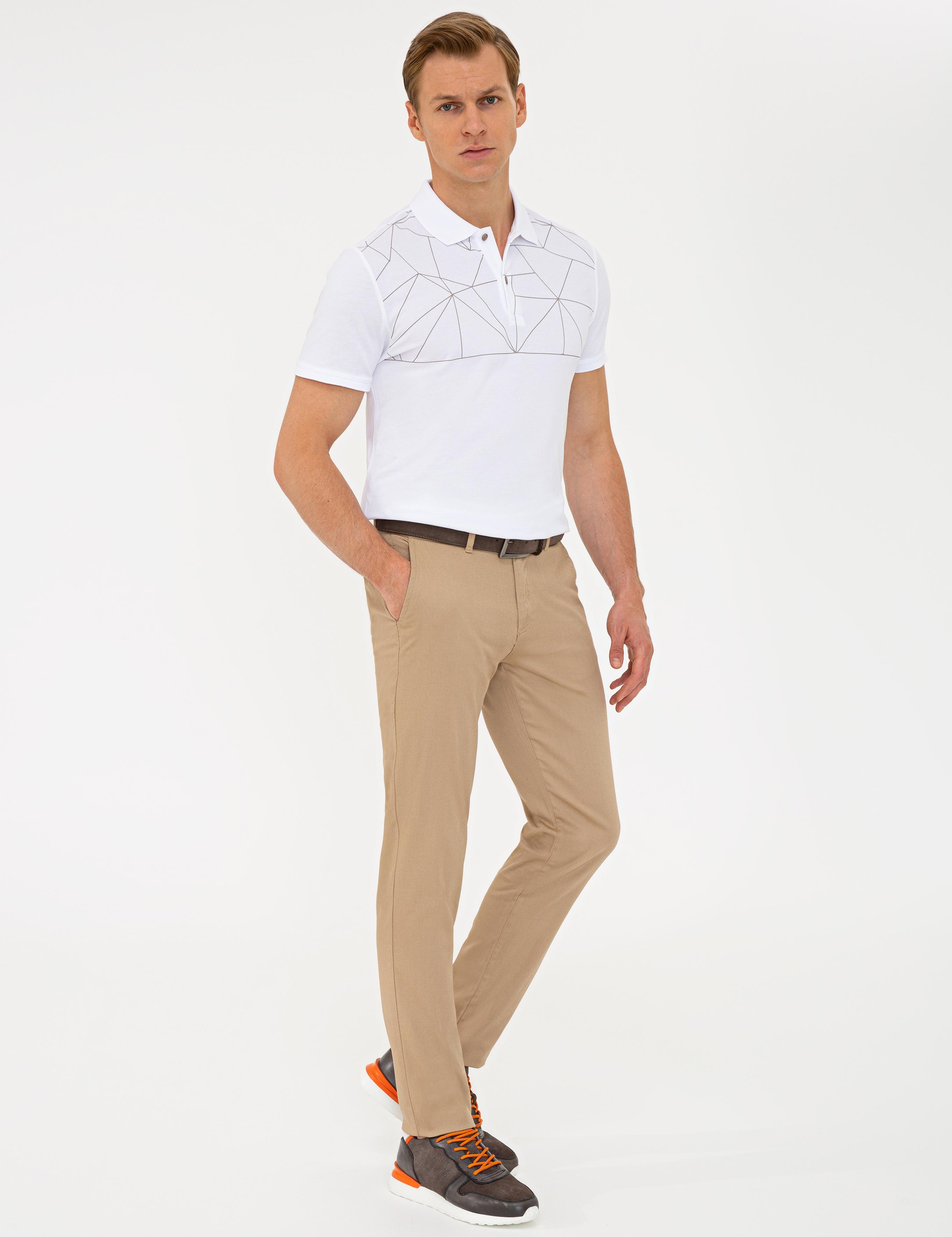 Camel Slim Fit Kanvas Pantolon