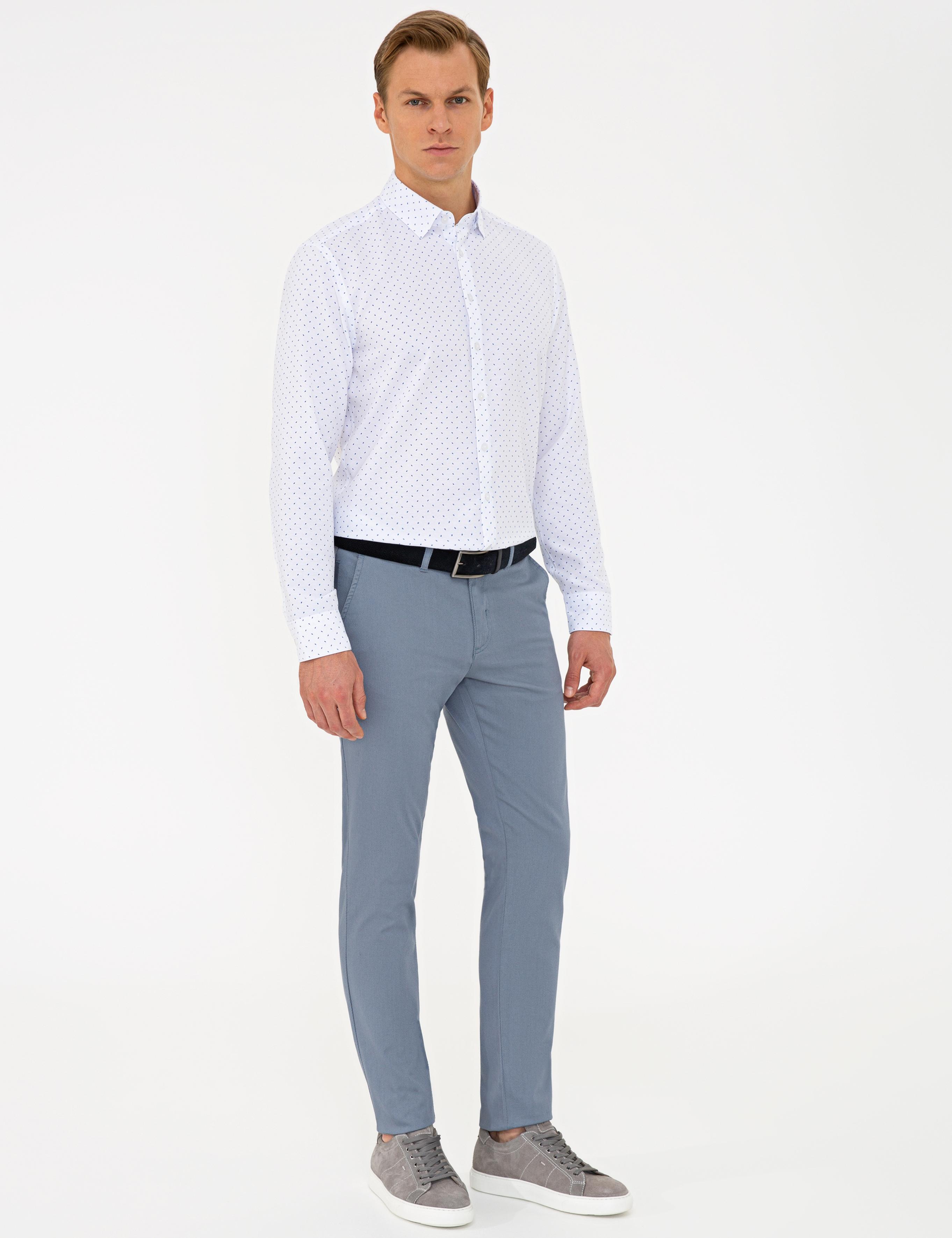 Koyu Mavi Slim Fit Kanvas Pantolon