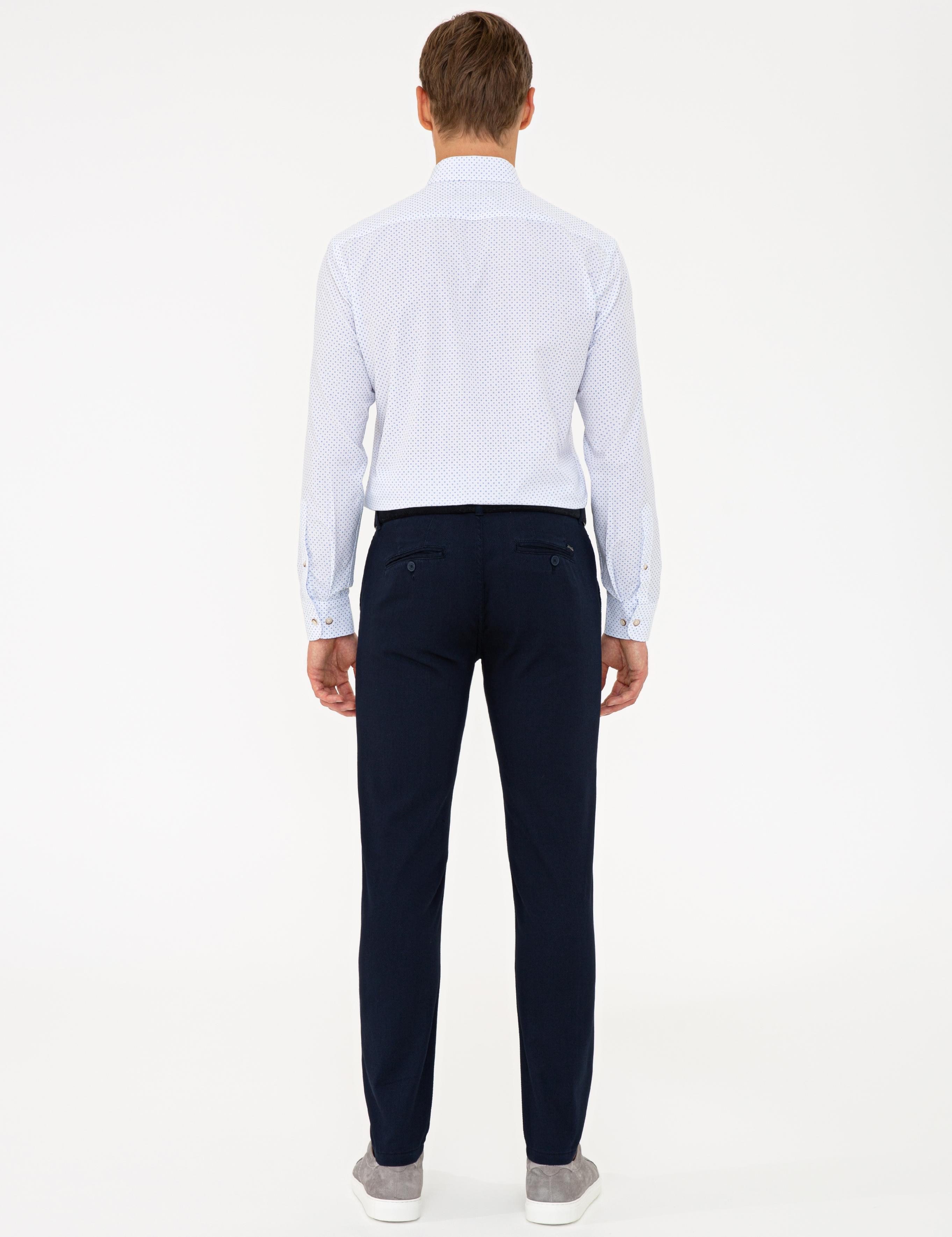 Lacivert Slim Fit Kanvas Pantolon
