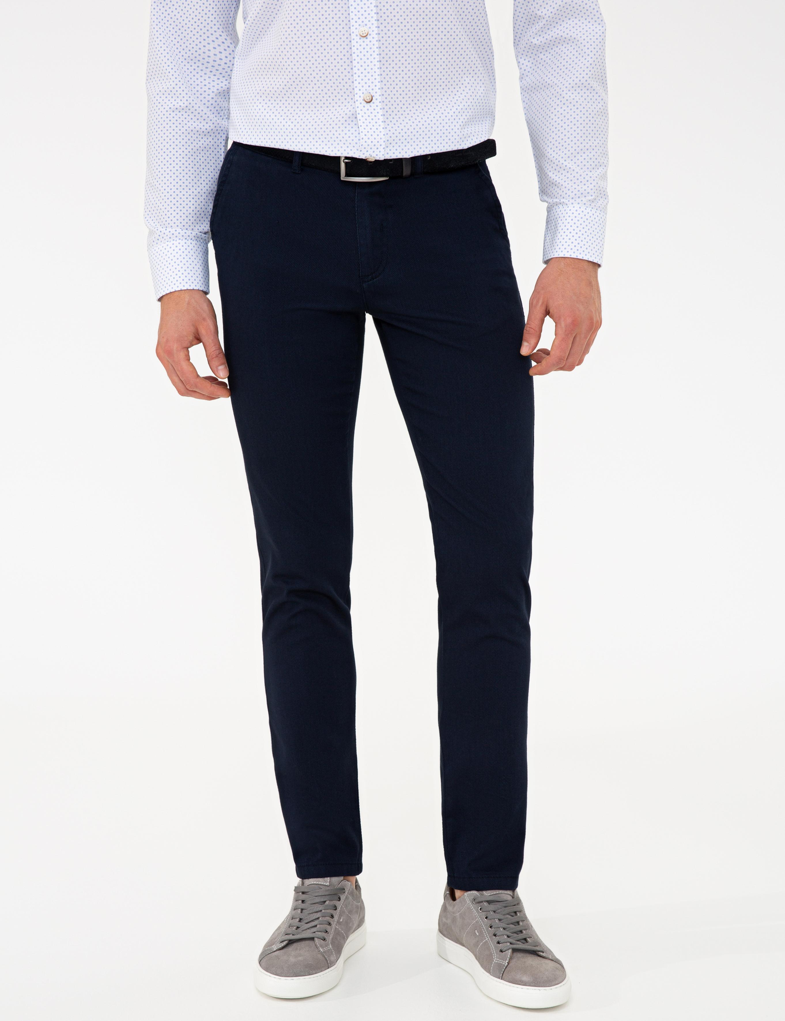 Lacivert Slim Fit Kanvas Pantolon