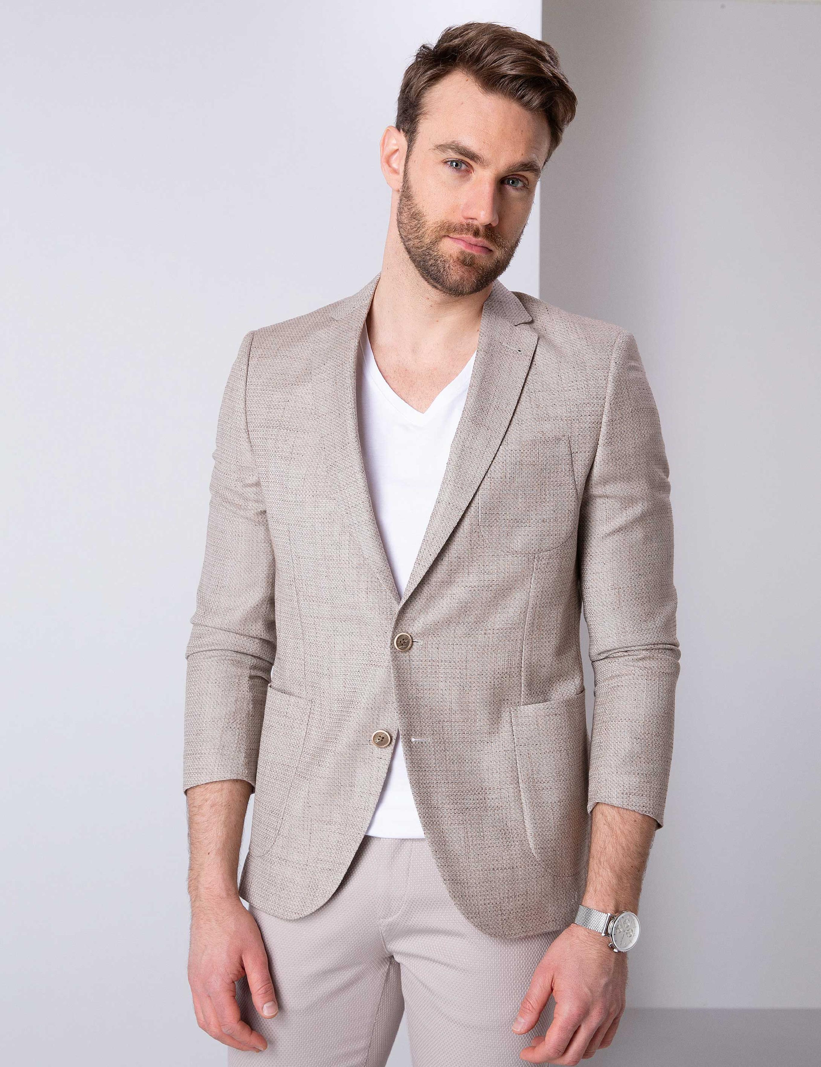 Bej Ex. Slim Fit Ceket