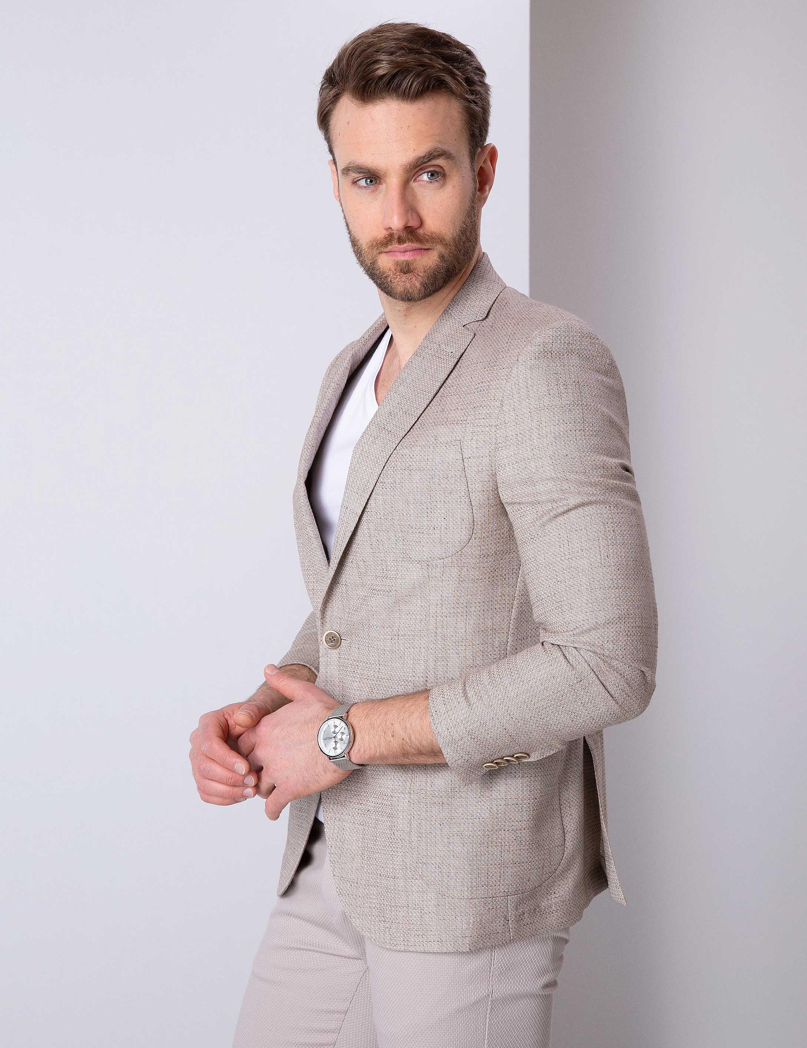 Bej Ex. Slim Fit Ceket