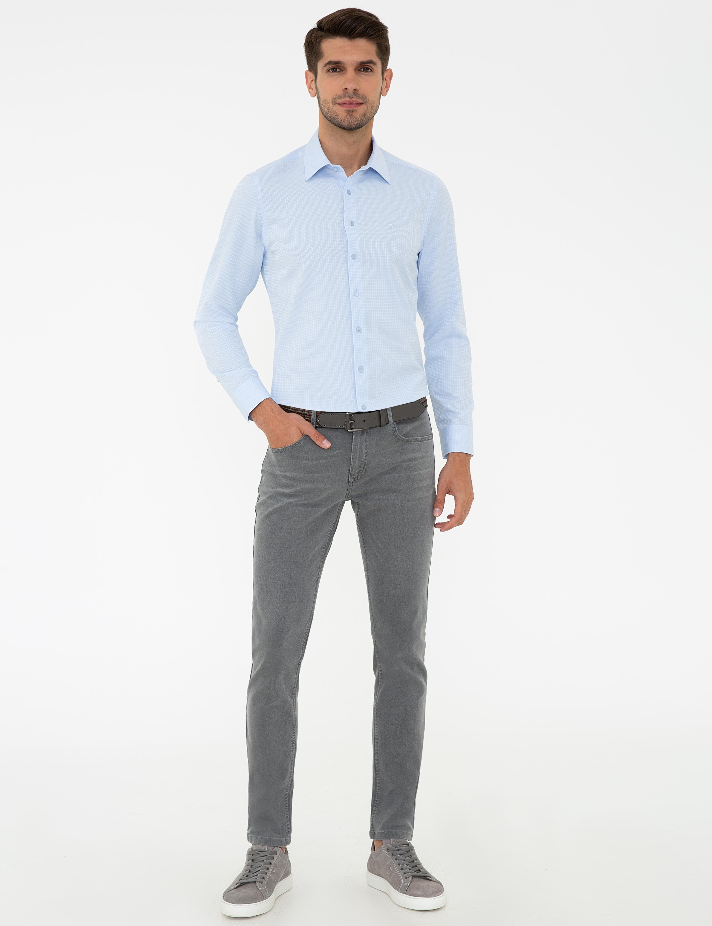 Açık Mavi Slim Fit Uzun Kollu Gömlek