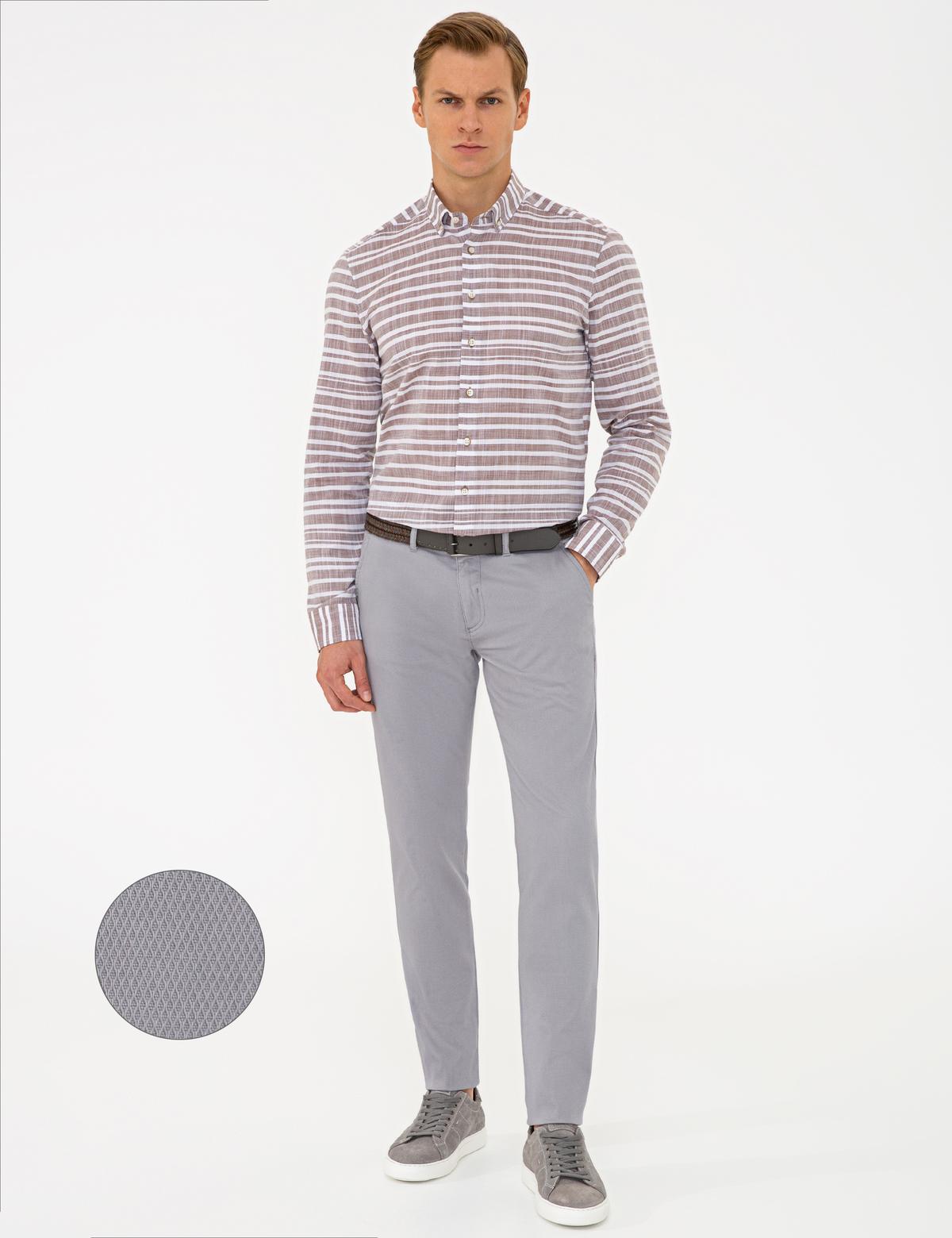 Gri Slim Fit Chino Pantolon
