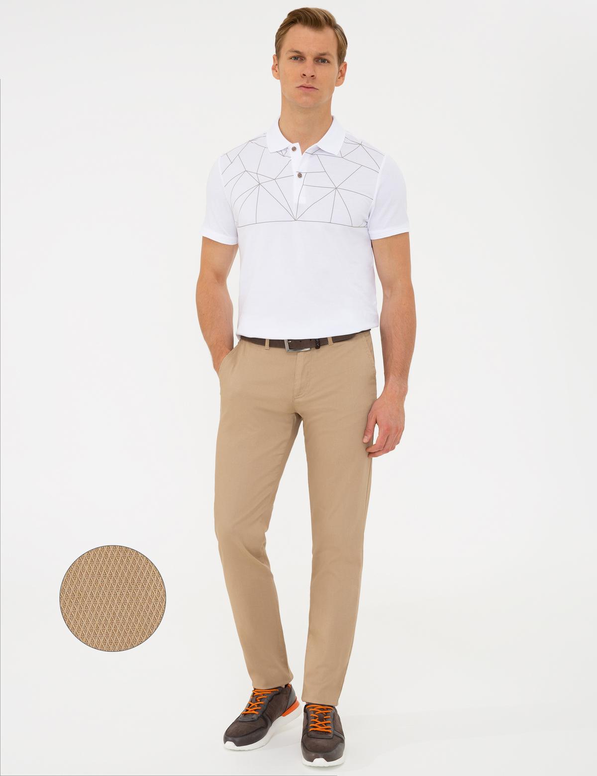 Camel Slim Fit Kanvas Pantolon