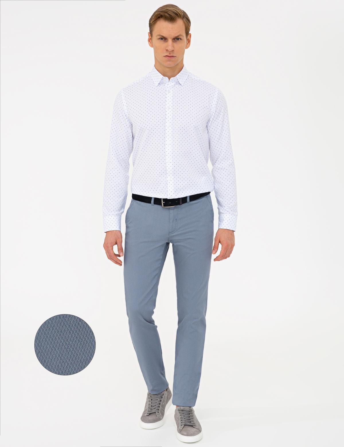 Koyu Mavi Slim Fit Kanvas Pantolon