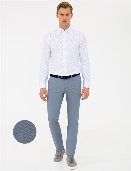 Koyu Mavi Slim Fit Kanvas Pantolon