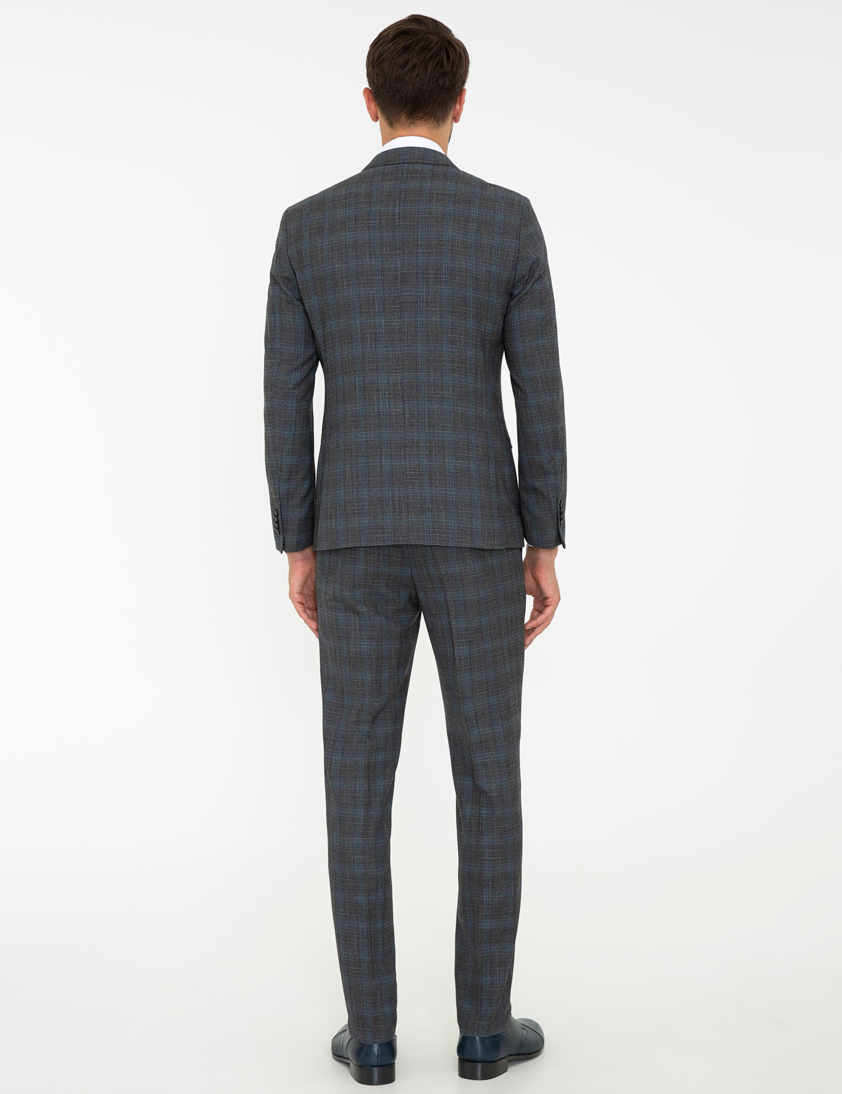 Ekose Füme Ekstra Slim Fit Takım Elbise