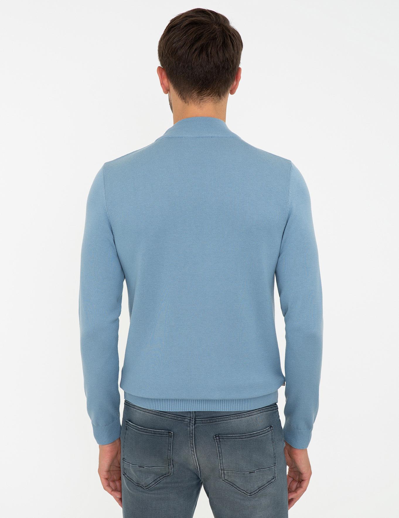 Mavi Slim Fit Yarım Balıkçı Yaka Triko Kazak_3