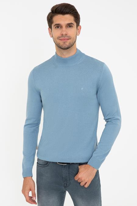 Mavi Slim Fit Yarım Balıkçı Yaka Triko Kazak_0