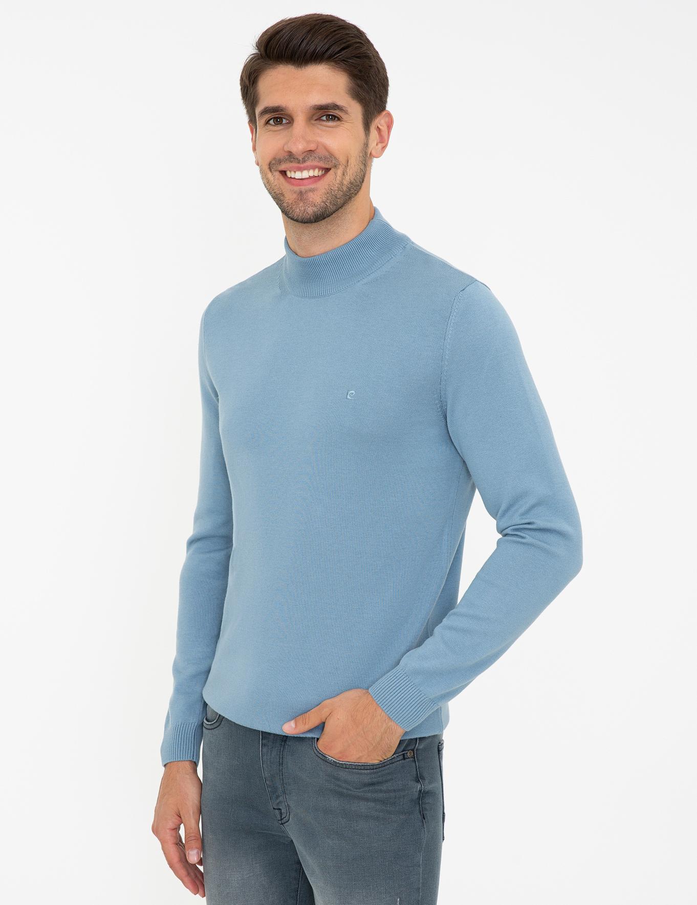 Mavi Slim Fit Yarım Balıkçı Yaka Triko Kazak_2