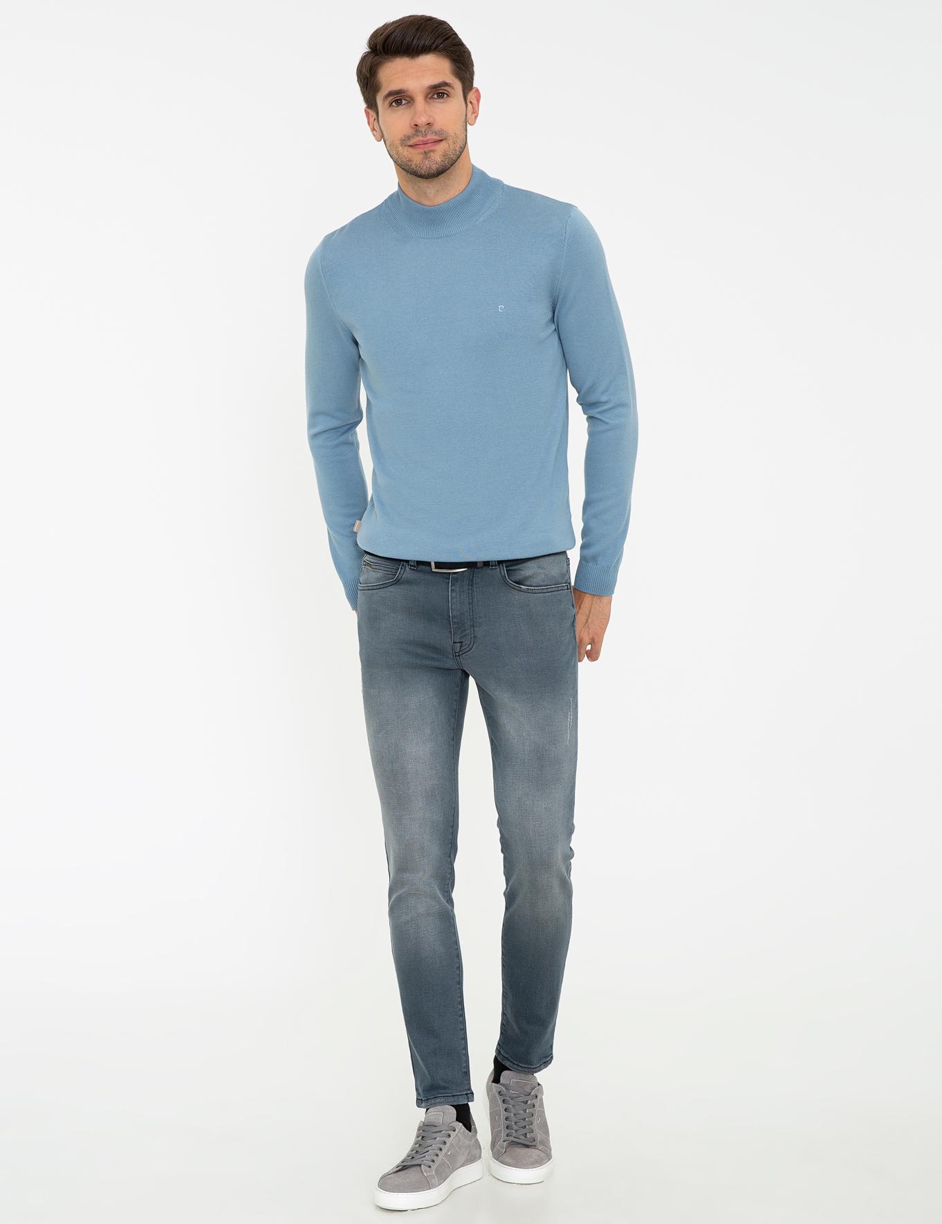 Mavi Slim Fit Yarım Balıkçı Yaka Triko Kazak_4
