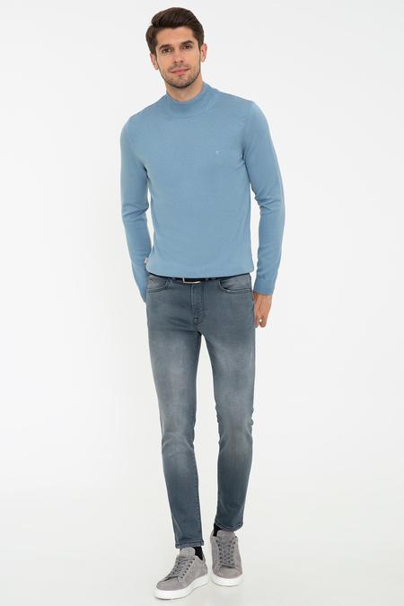 Mavi Slim Fit Yarım Balıkçı Yaka Triko Kazak_4