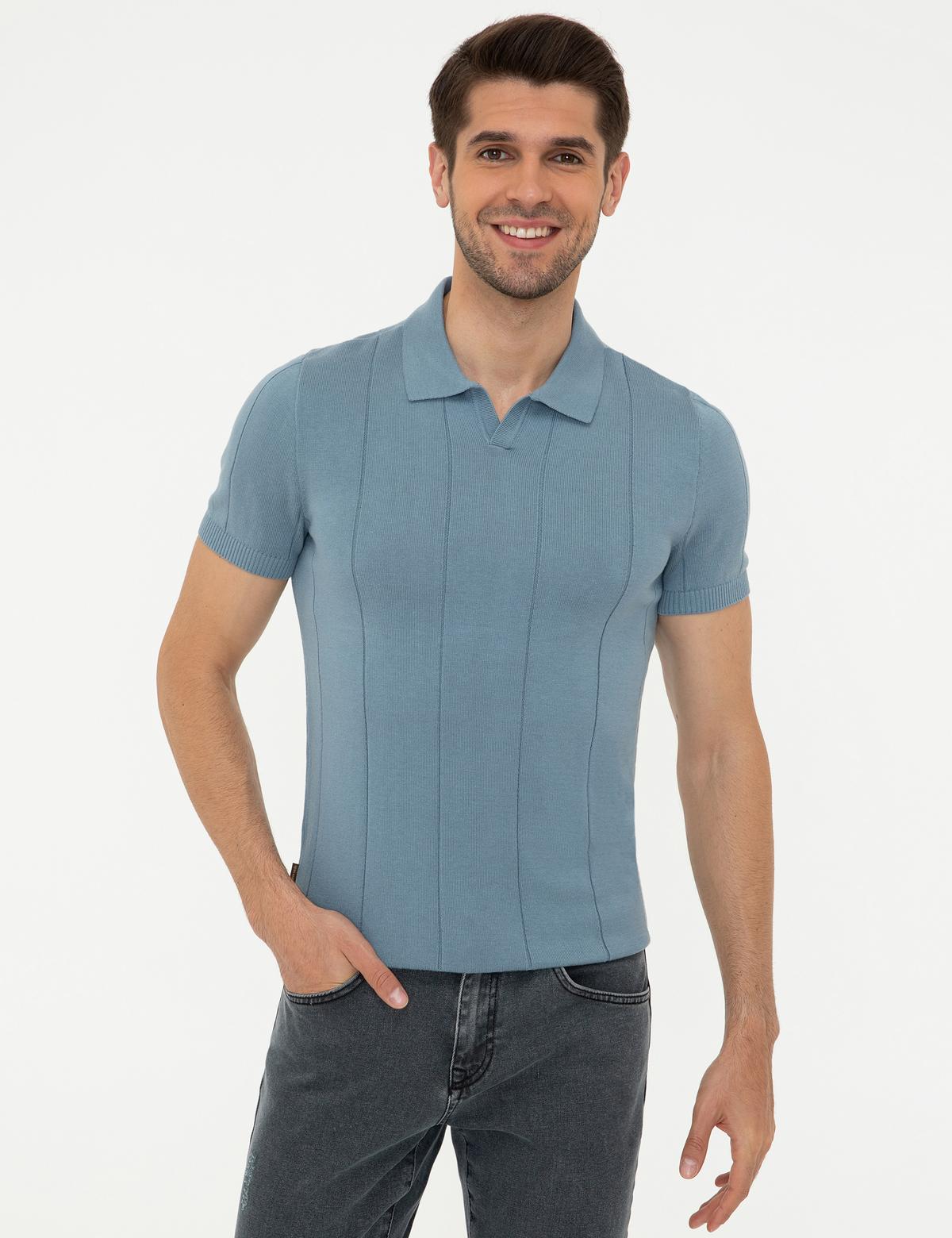 Mavi Slim Fit Bisiklet Yaka Triko Tişört