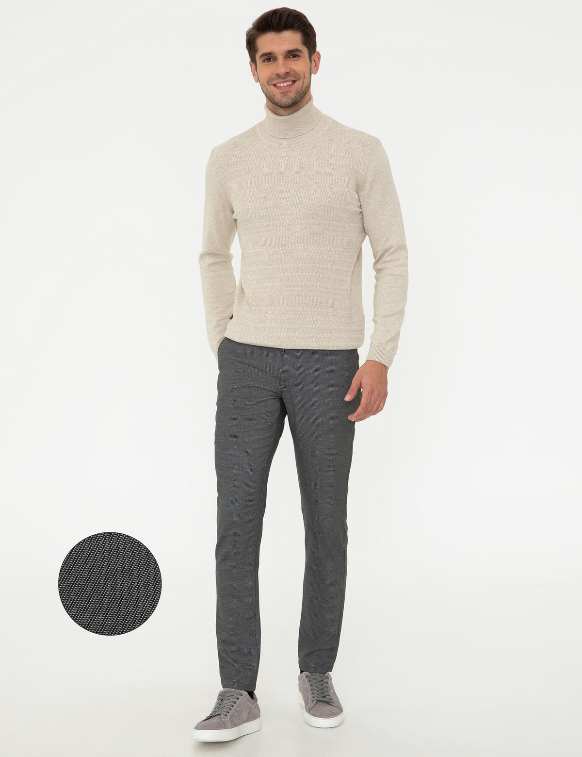 Siyah Slim Fit Kanvas Pantolon