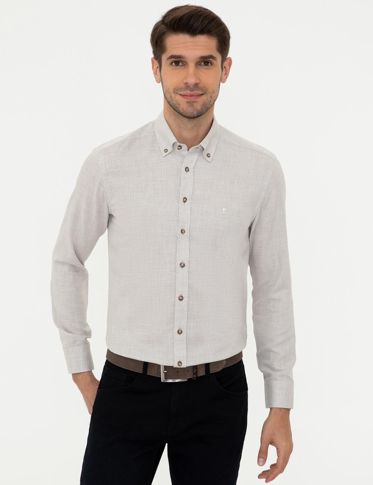 Bej Slim Fit Gömlek