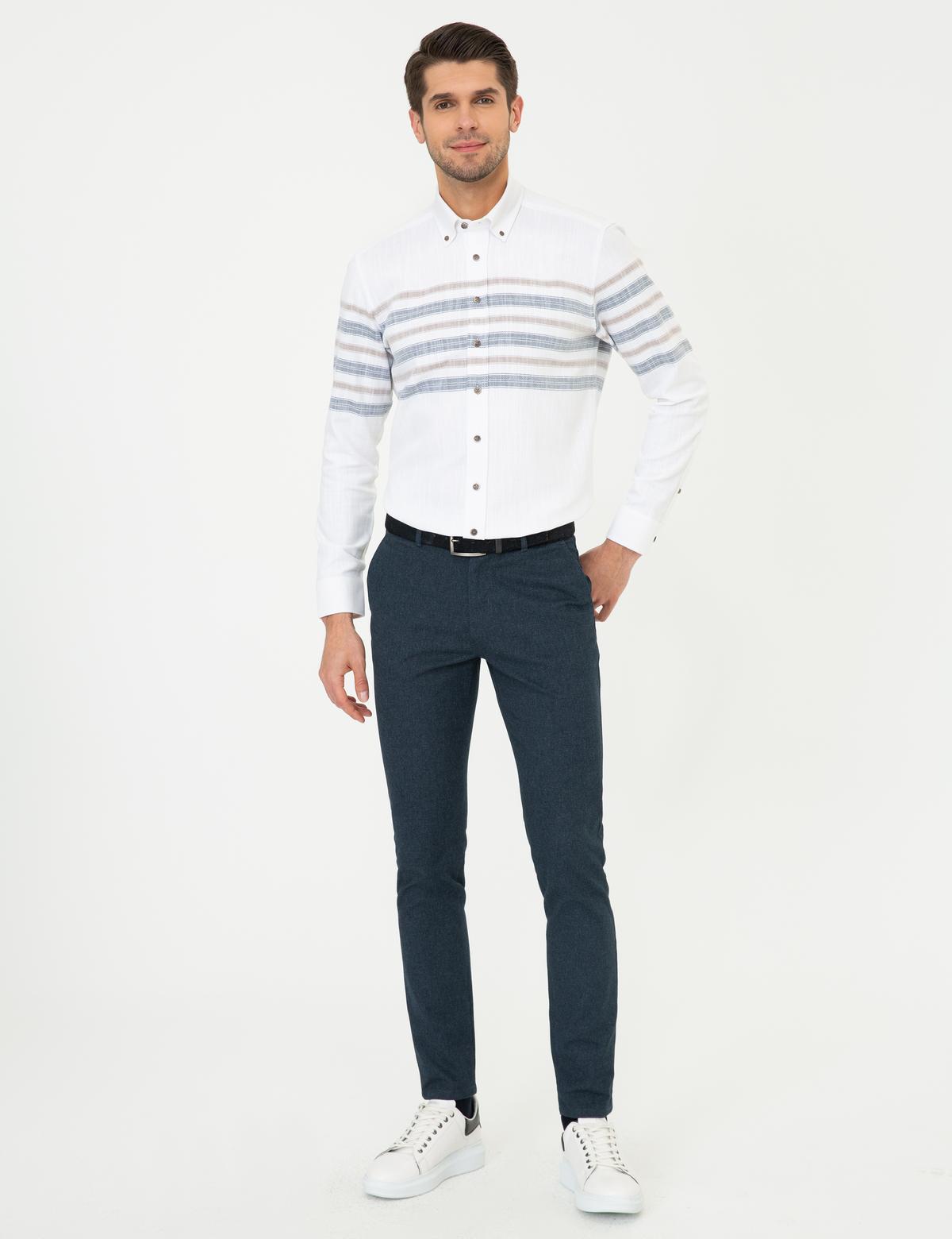 Lacivert Slim Fit Chino Pantolon