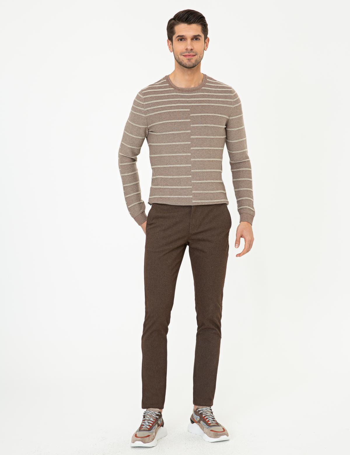 Kahverengi Slim Fit Kanvas Pantolon