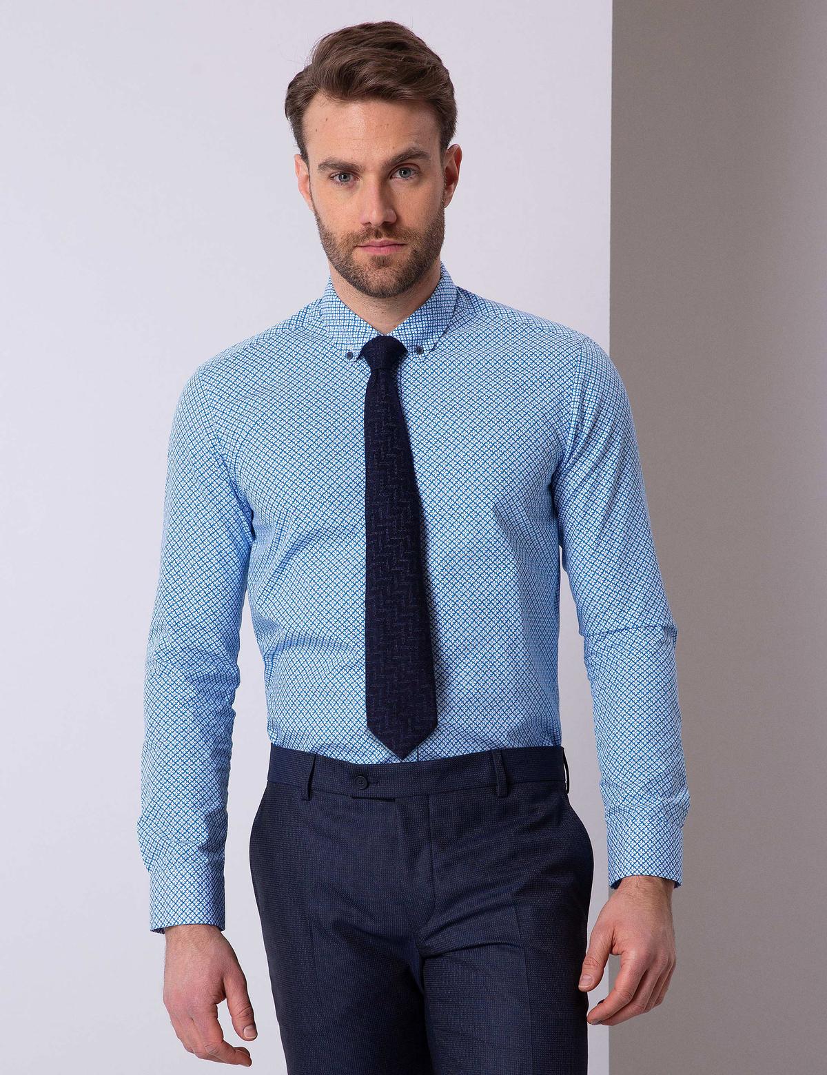 Mavi Slim Fit Uzun Kollu Gömlek