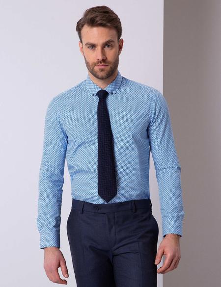 Mavi Slim Fit Uzun Kollu Gömlek