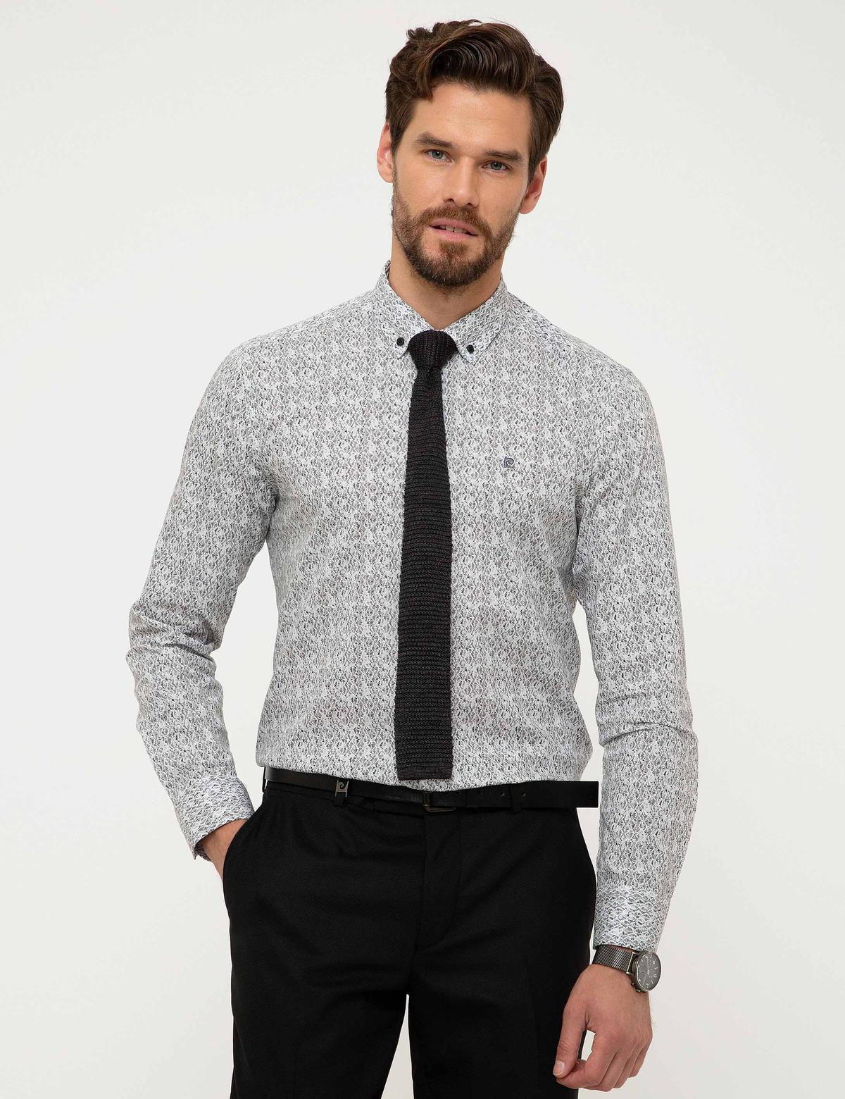 Gri Slim Fit Gömlek