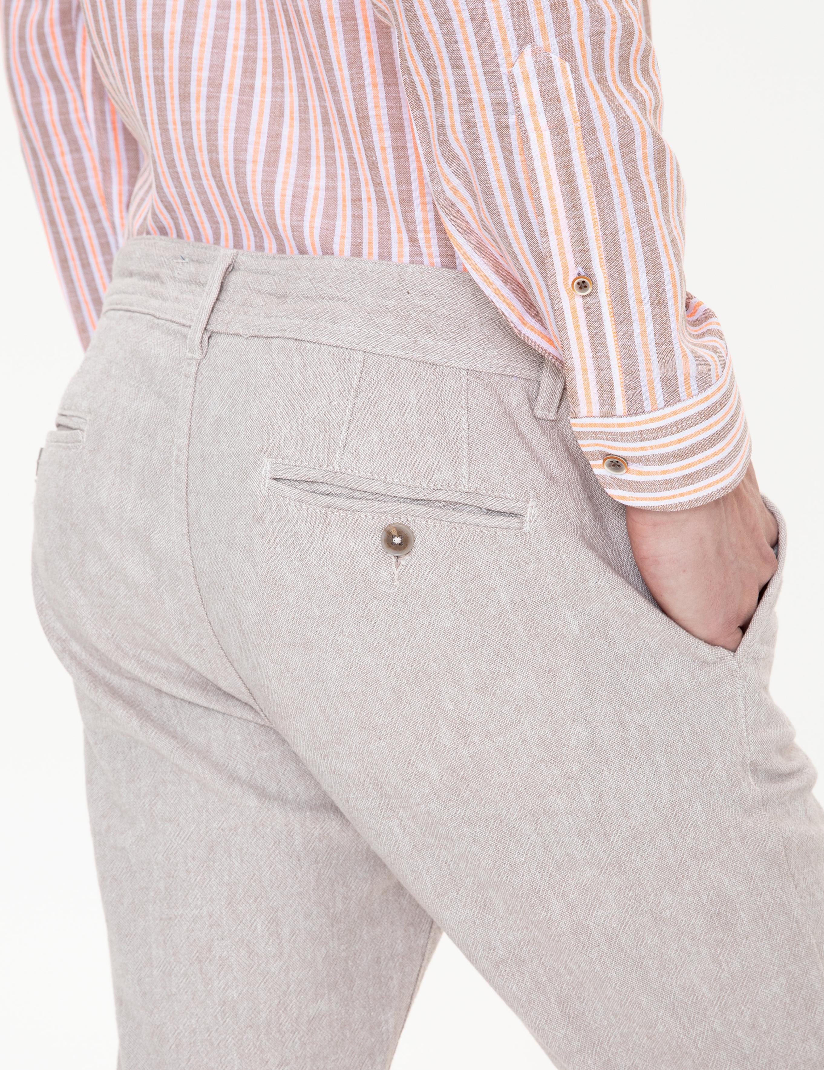 Koyu Bej Slim Fit Kanvas Pantolon