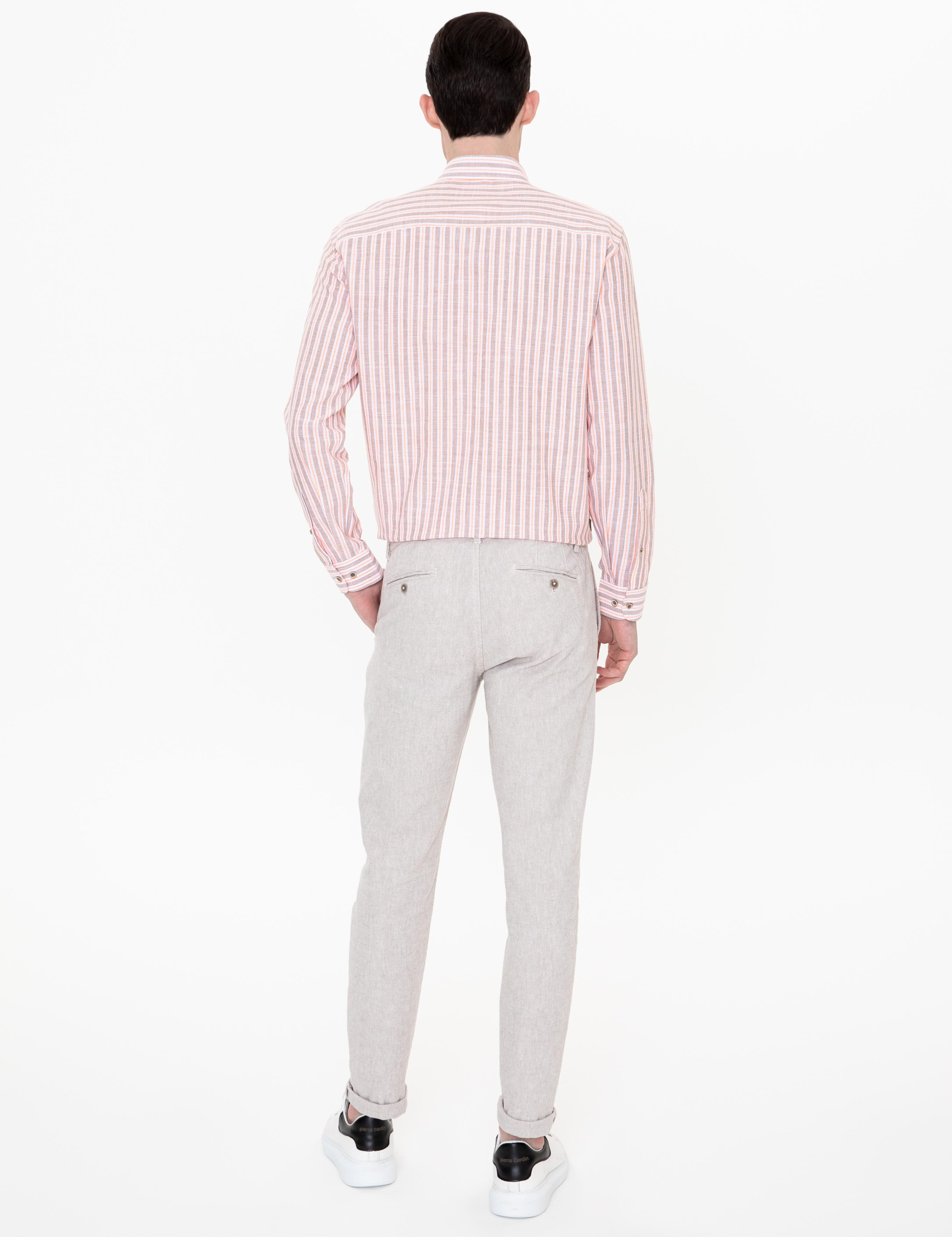 Koyu Bej Slim Fit Kanvas Pantolon