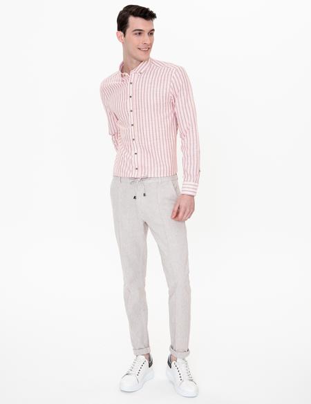 Koyu Bej Slim Fit Kanvas Pantolon