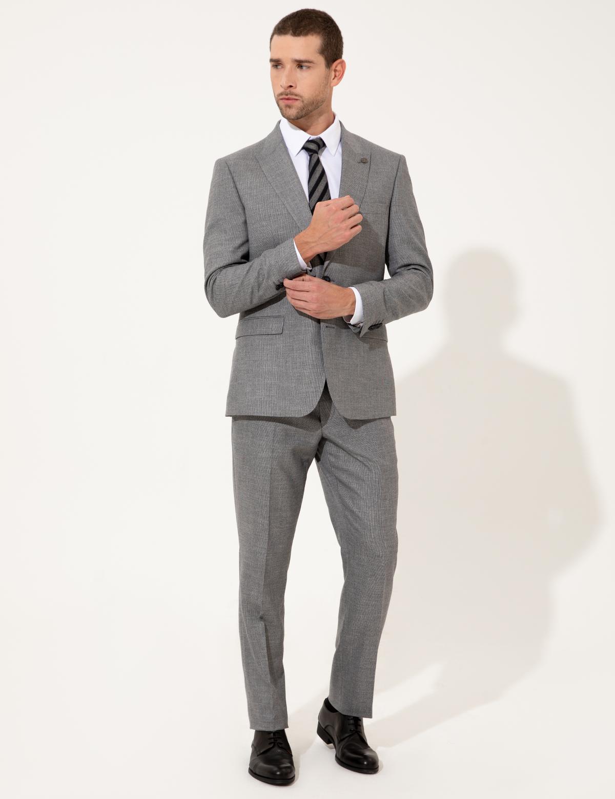 Gri Slim Fit Takım Elbise