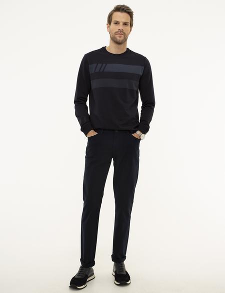 Lacivert Slim Fit Kanvas Pantolon