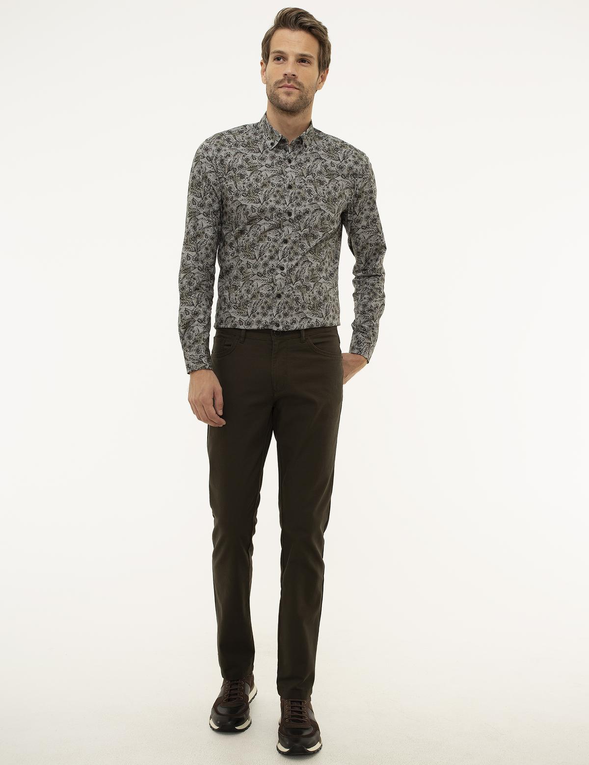 Haki Slim Fit Kanvas Pantolon